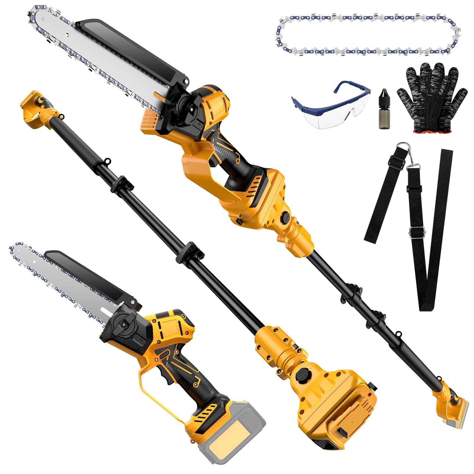 2-IN-1 Cordless 8 Inch Pole Saw & Mini Chainsaw For DE Walt 20V MAX Battery