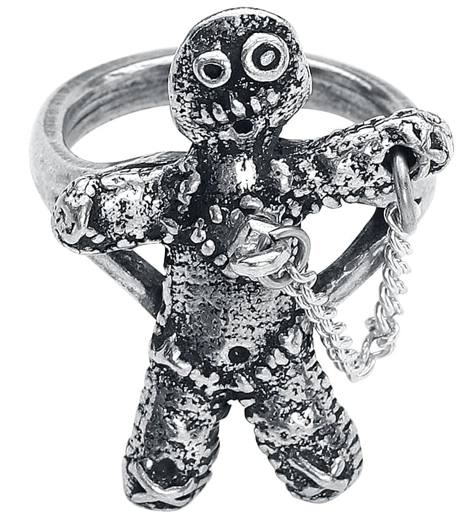 Alchemy England Voodoo Doll with Stick Pin Gothic Spells Pewter Ring (N)