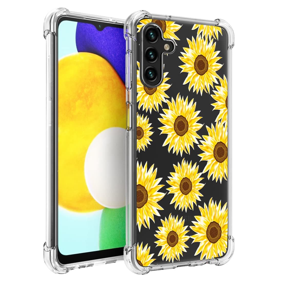 Osophter for Galaxy A13 5G Case Clear, Samsung A13 5G Phone Protector Case Transparent Reinforced Corners TPU Shock-Absorption Flexible Cell Phone Cover (Sun Flower)