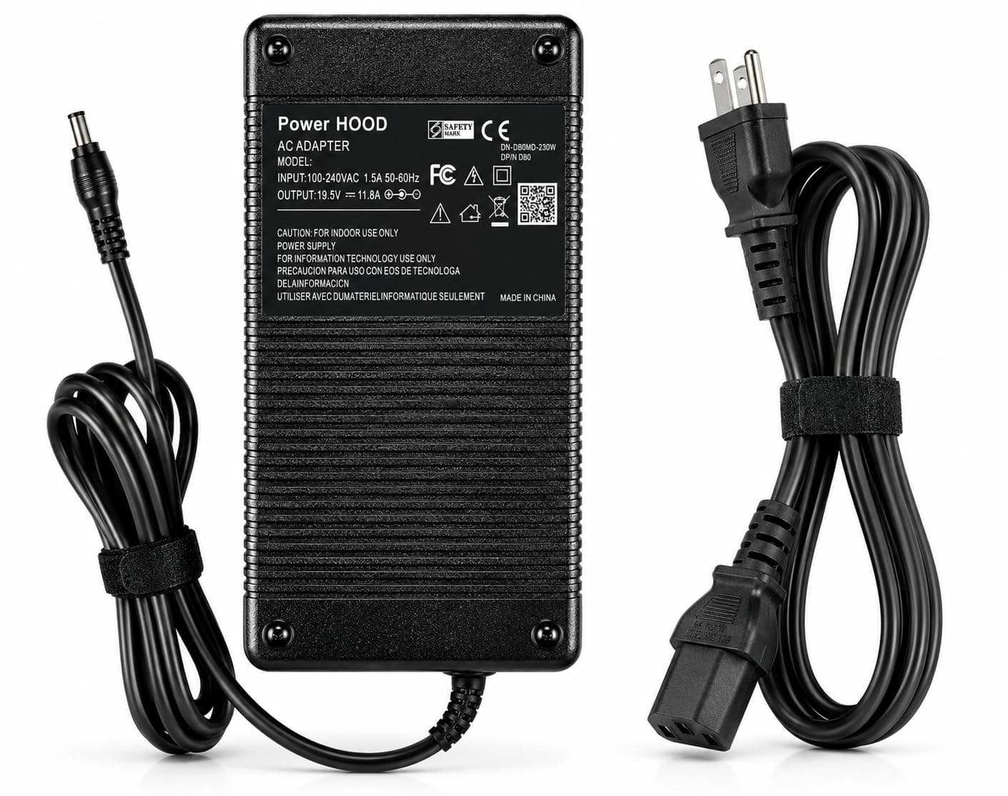 PowerHOOD 230W AC/DC Adapter Compatible with Eluktronics P650RP6-G P650RS-G 15.6" P670RP6 P670RS-G 17.3" VR Ready Gaming Laptop Computer 19.5V 11.8A 230watt Power Supply Cord Battery Charger Cable PSU