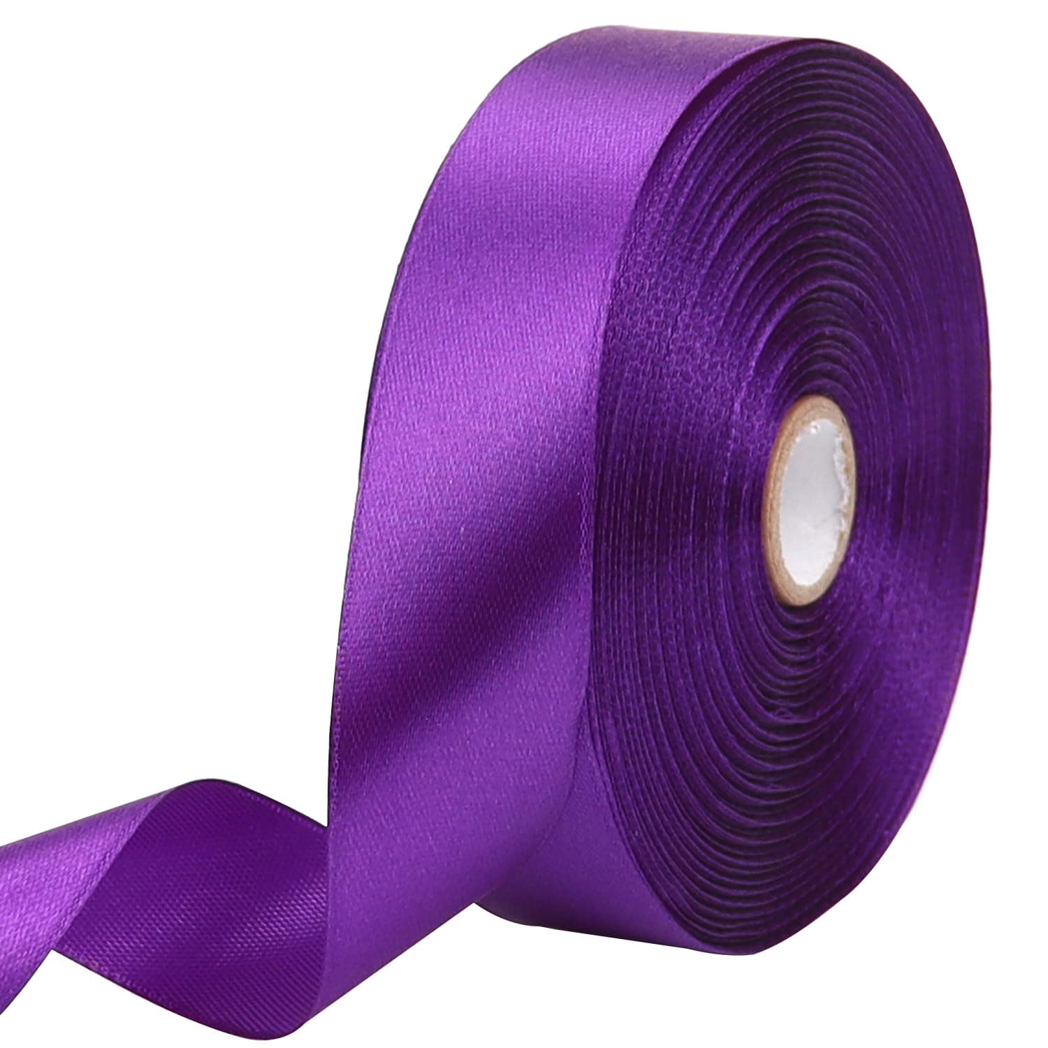 RIUNBB Purple Solid Satin Ribbon 1 Inch 50 Yards Solid Polyester Fabric Ribbon for Gift Wrapping Wedding Christmas Baby Shower Birthday Party Decoration Handmade Immortal Flower Craft