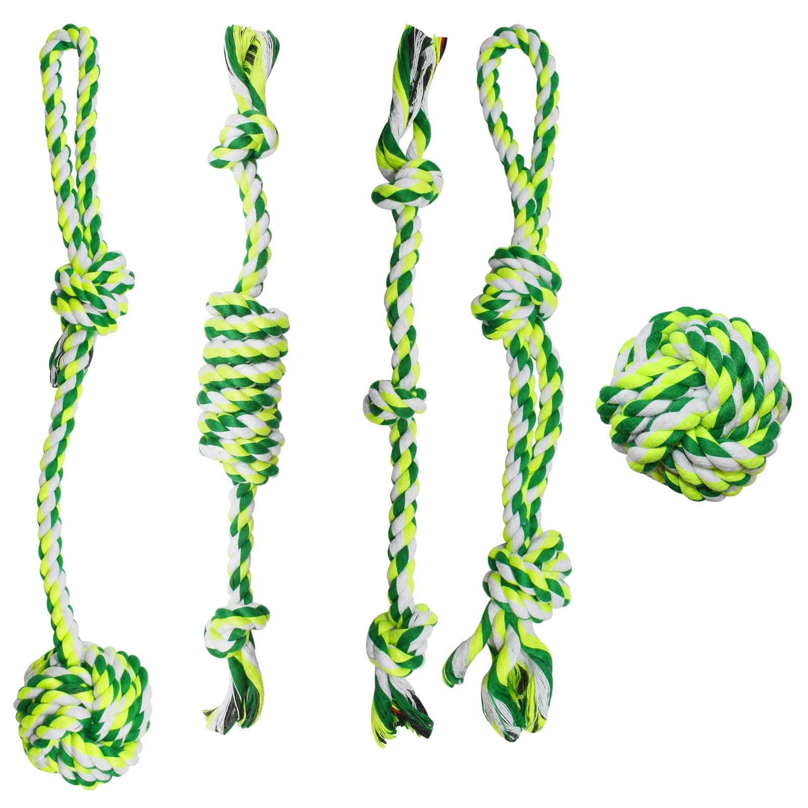 5 Pack Cotton Rope Toys for Puppy Teething Small Dogs Green