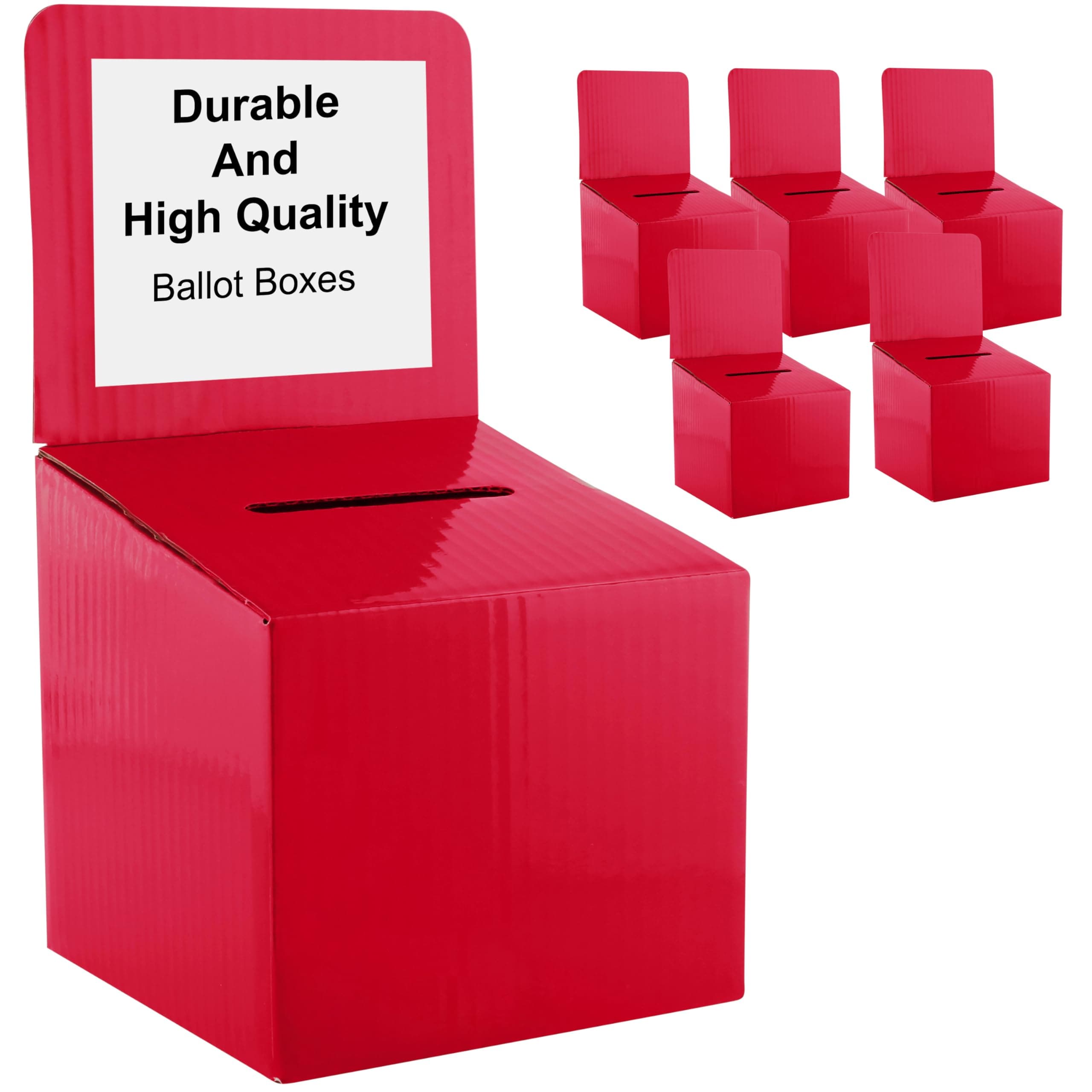 Raffle Ticket Donation Collection Ballot Box Reusable Sturdy thick Cardboard with Slot comment Suggestion Box With Removable Header 6H x 6W x 6D, Display area 6H x 6W(Pink 5 pack)