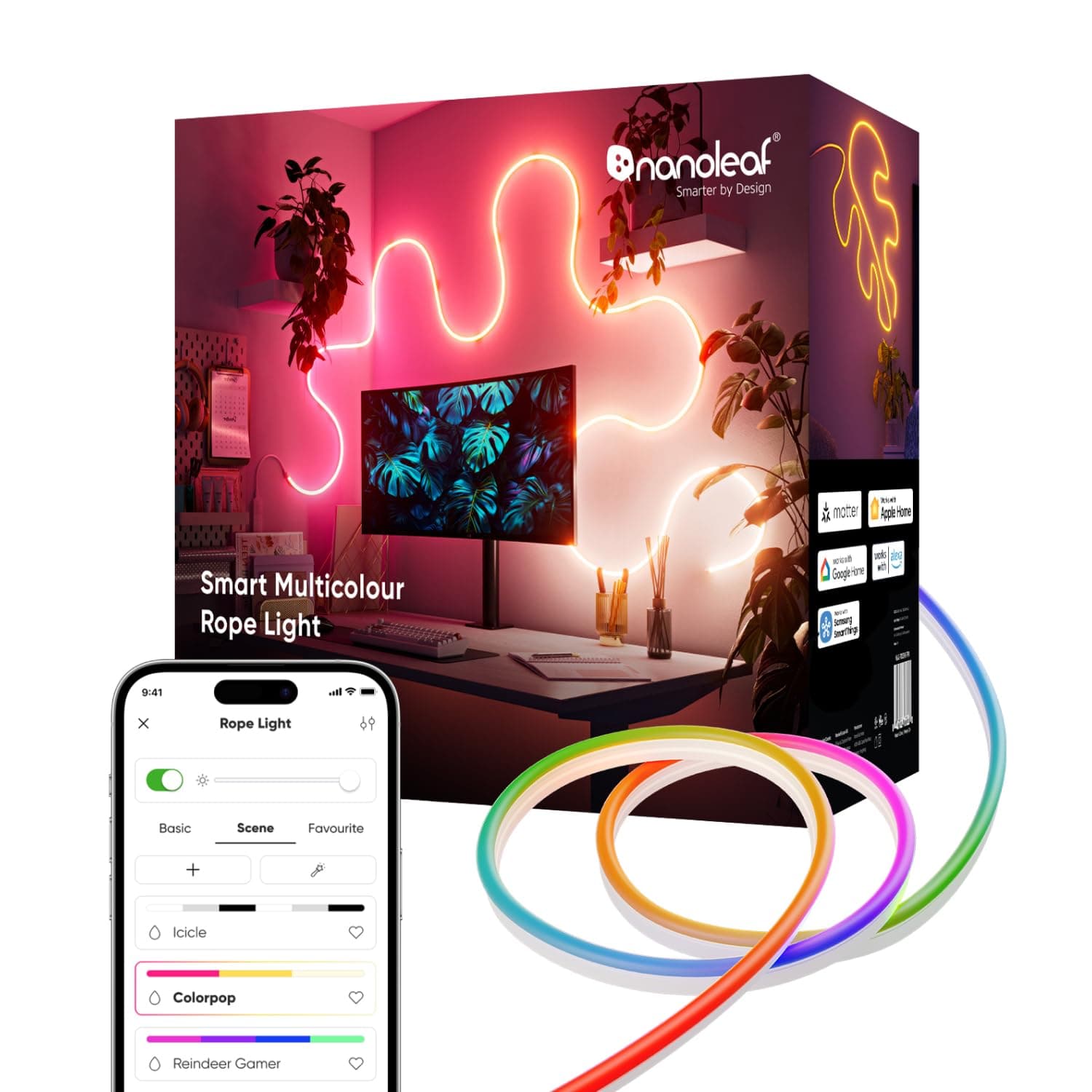 Nanoleaf Smart Rope Light, Works with Matter, Alexa, Google Home, 16.4ft