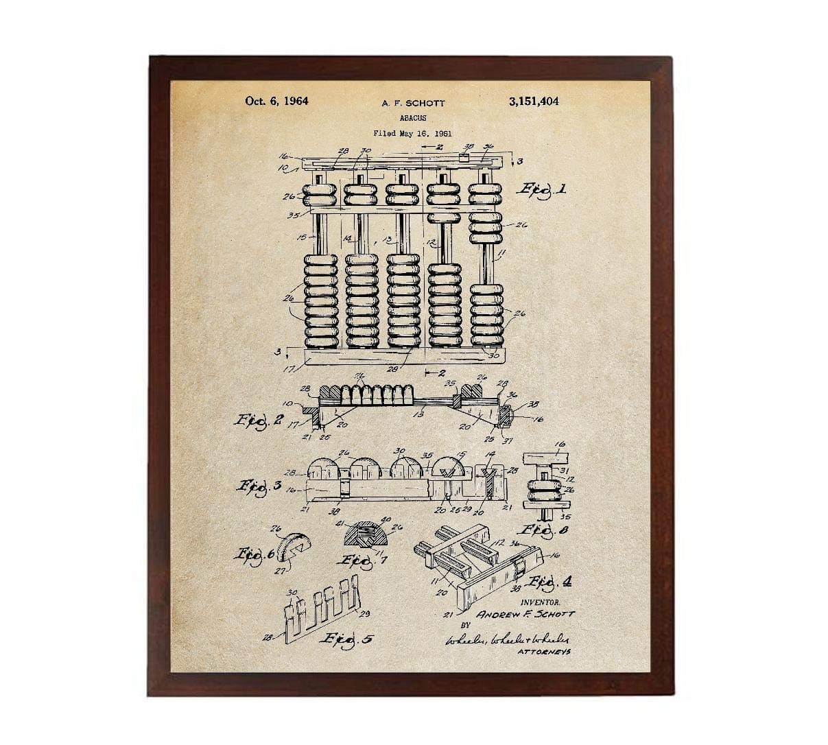 Turnip Designs Abacus Patent Print Accountant Gift Accountancy Book Keeping Mathematical Calculation Instrument TDP1106