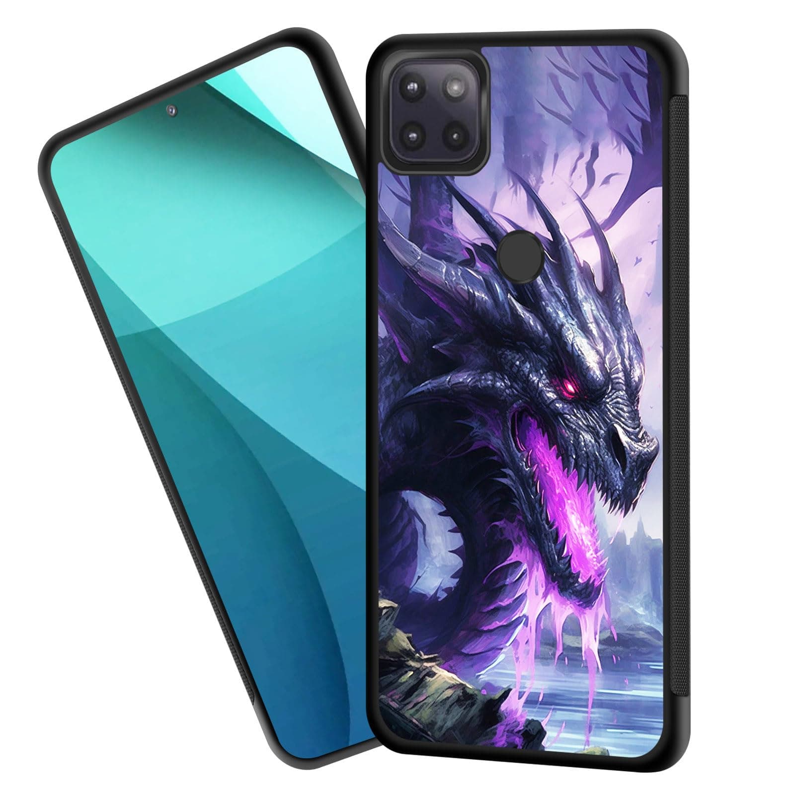 ZQLPLZR for Moto One 5G Ace Case,Tire Anti-Skid Edges Cute Design Shockproof Bumper Full Protection Black Back Cover for Motorola Moto G 5G /One 5G Ace/One 5G UW Ace,Dragon Fantasy