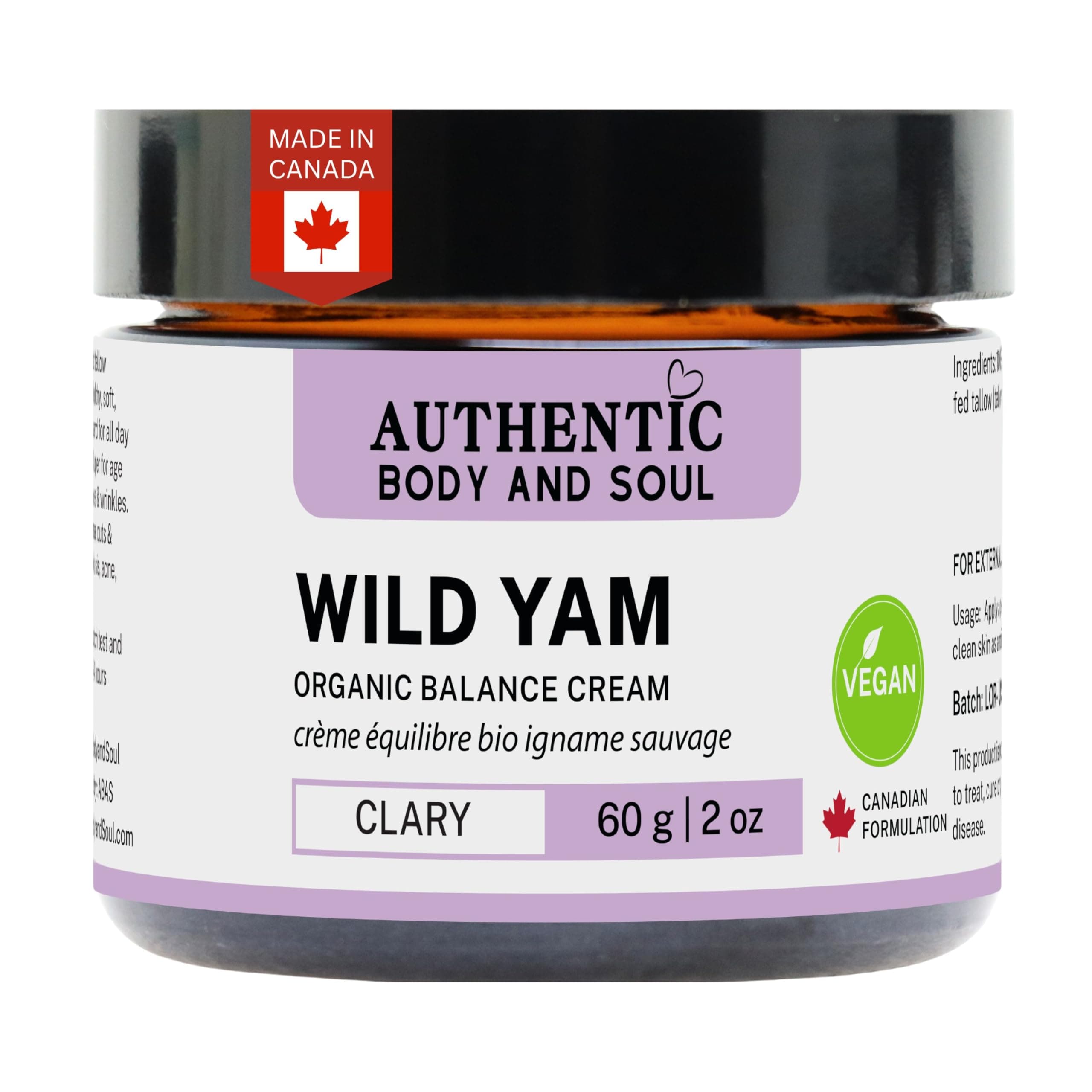 Natural Wild Yam Cream - Vegan: Authentic Organic Wild Yam Root Balancing Cream for Women with Premium Botanicals, All Ingredients Certified Vegan
