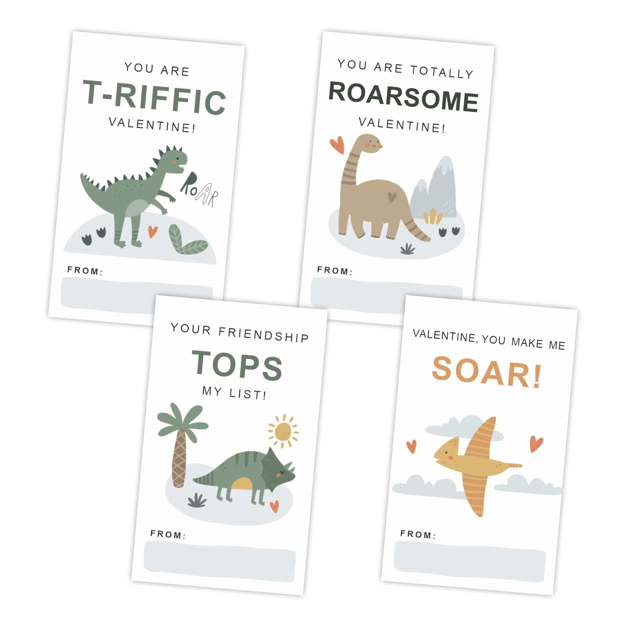 40 Pcs Valentine's Day Dinosaur Theme Stickers - 3.5 x 2.1 Inches Waterproof Friends Sticker Label Sheet for Boys Girls - 4 Different Design Valentines Gifts Cards Envelopes Sticker Tags - A01