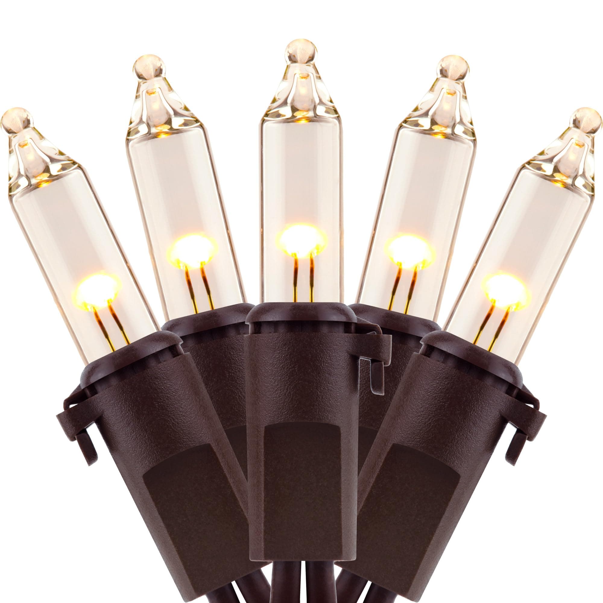 YULETIME 100 Warm White Christmas Lights, 33 ft Brown Wire UL String Light