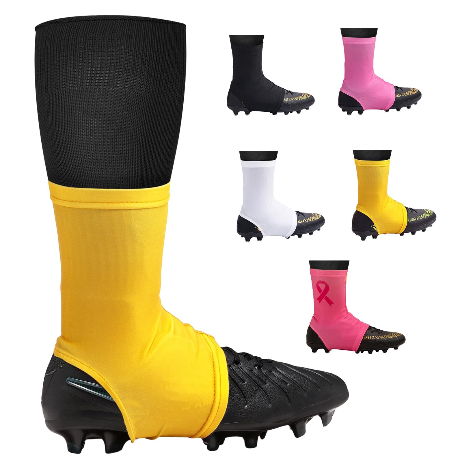 Spats Football Cleat Covers,Youth Cleat Covers Football,Bike Cleat Covers,Football Cleat Covers Keeps Dirt/Turf Debri Out,Cleat Sleeves for Football Soccer Lacrosse Youths Adults (Yellow, Small)
