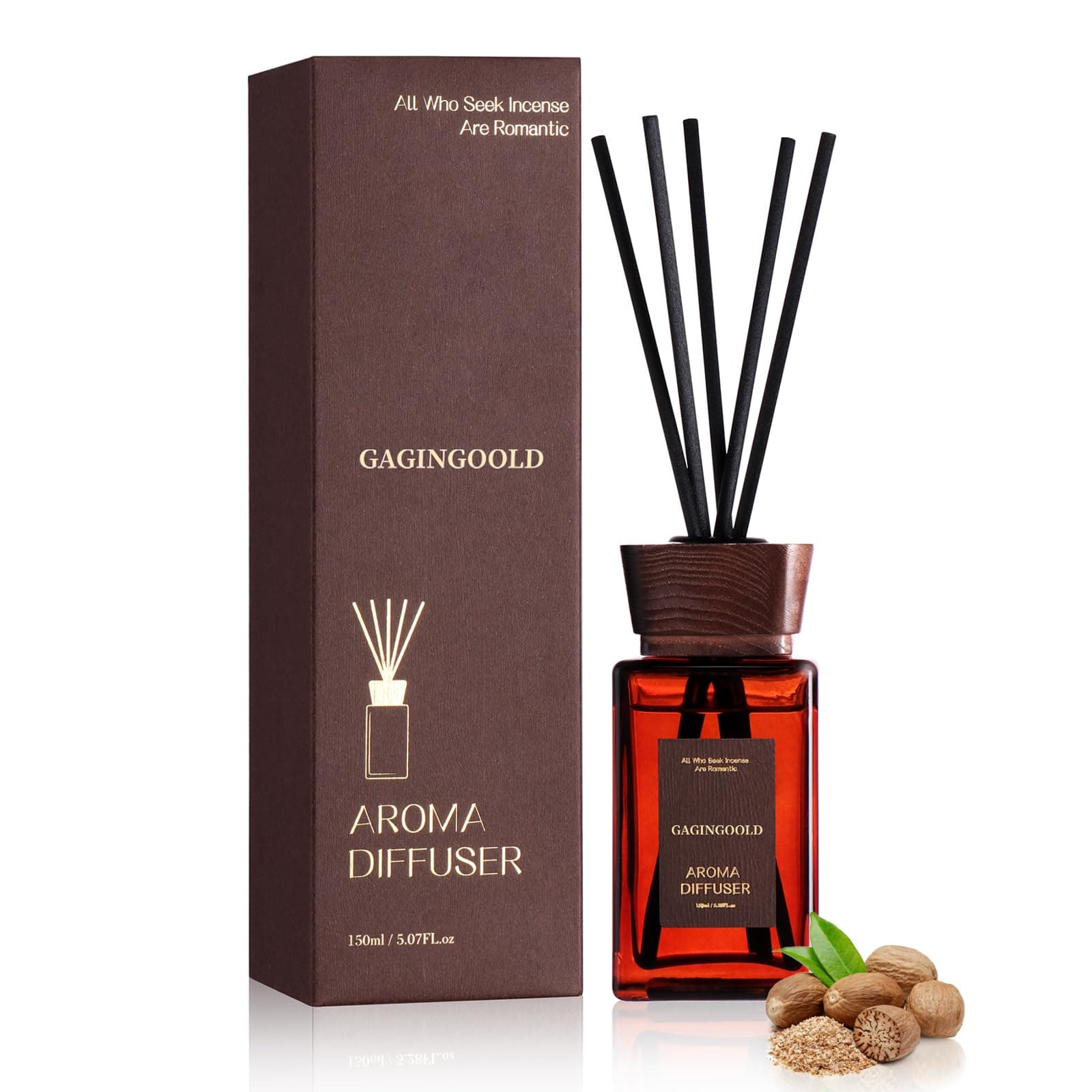 GAGINGOOLD Black Ice Reed Diffuser Set, 5.07oz Woody Scented Home Fragrance with Sticks, Long Lasting Aromatherapy Diffuser for Bedroom Room Office Decor, Non Toxic Gift for Men Women