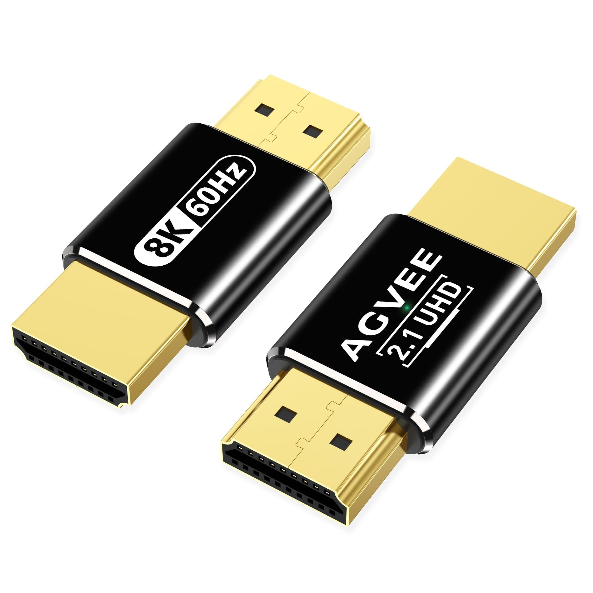 AGVEE 2 Pack HDMI Male to Male Adapter, HDMI Type-A 2.1 8k@60HZ Coupler Extender Connector, Metal Shell Extension Converter for TV Stick, Roku Stick, Chromecast, Xbox, PS4, Laptop, PC, Black