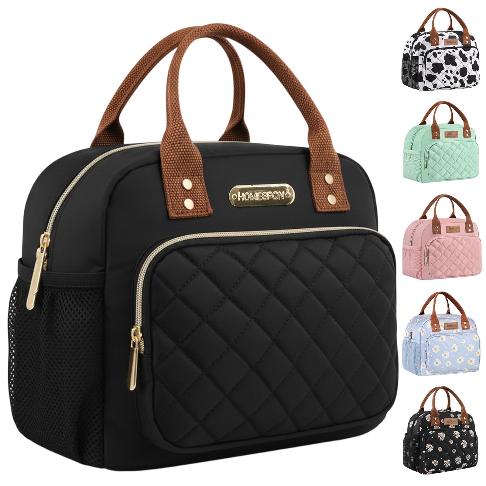 HOMESPON Insulated Lunch Bag Water Resistant Tote Pack with Pockets for Work