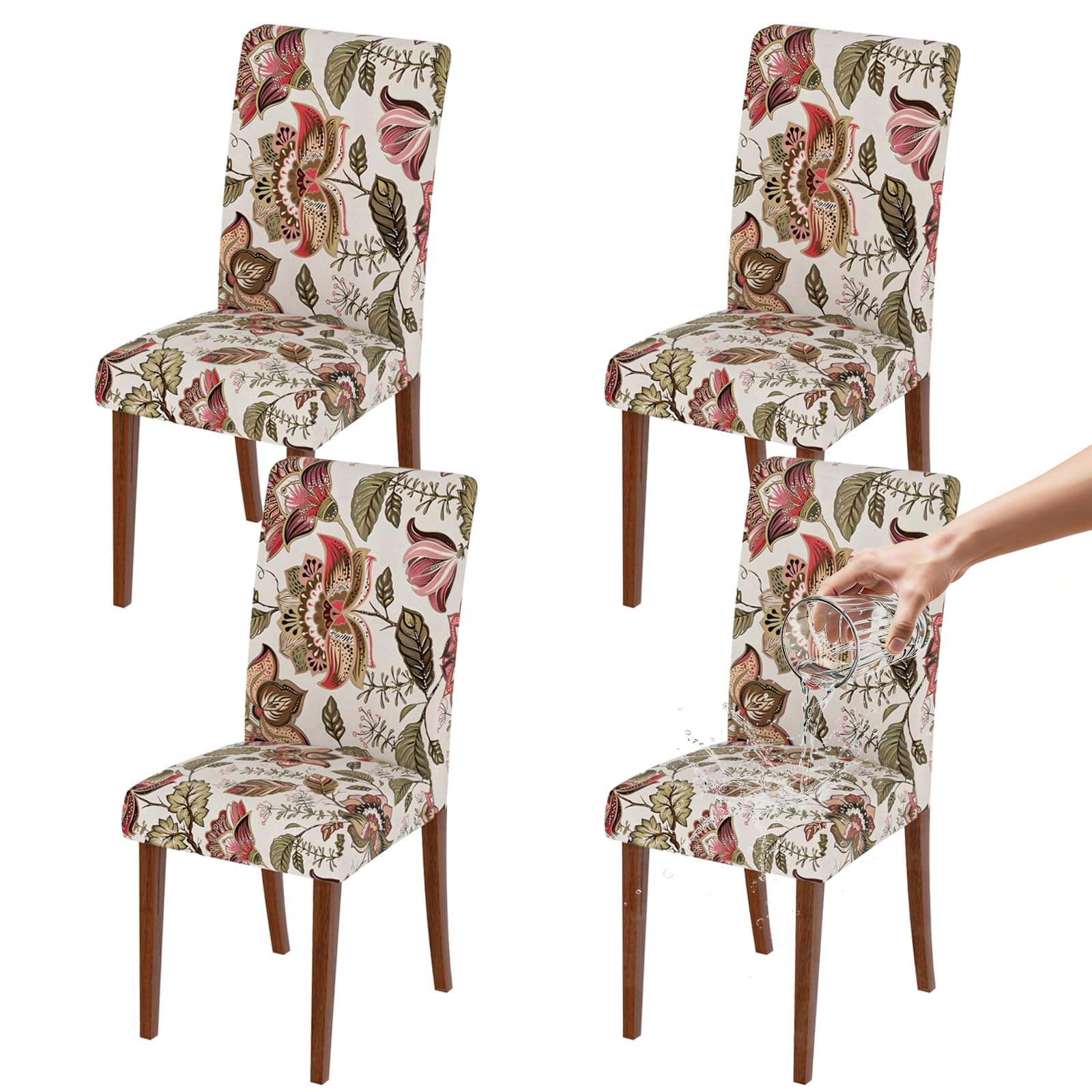 Gdmhy Stretch Dining Chair Covers Set of 2,Floral Print Chair Covers,Soft Removable Washable,Pet Friendly Furniture Protector,Universal Chair Slipcovers for Home, Kitchen,Ceremony Dining Room Seat