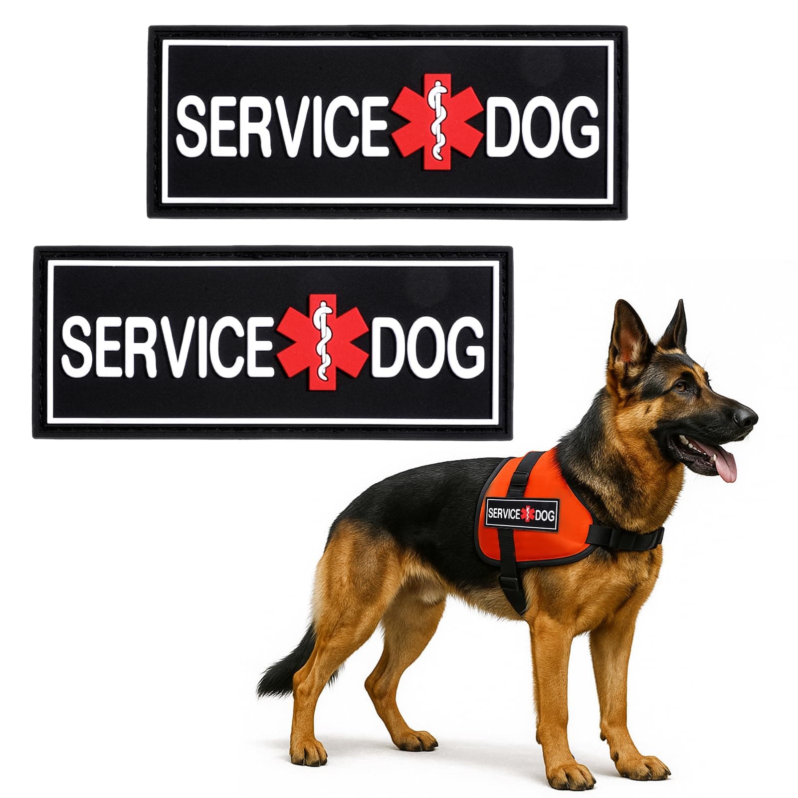 2 Pack Service Dog Patch, Service Dog Patches with Hook & Loop for Vests and Harnesses for Dogs in Training, Emotional Support or Working Dogs