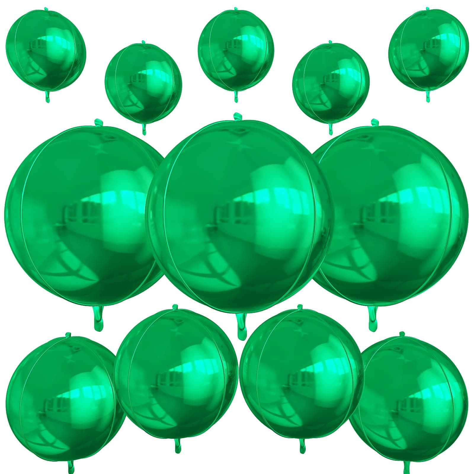 12 Pcs 22" 15" 10" 4D Round Green Foil Foil Balloons Metallic Green Foil Helium Balloons for Birthday Graduation Wedding Anniversary New Year