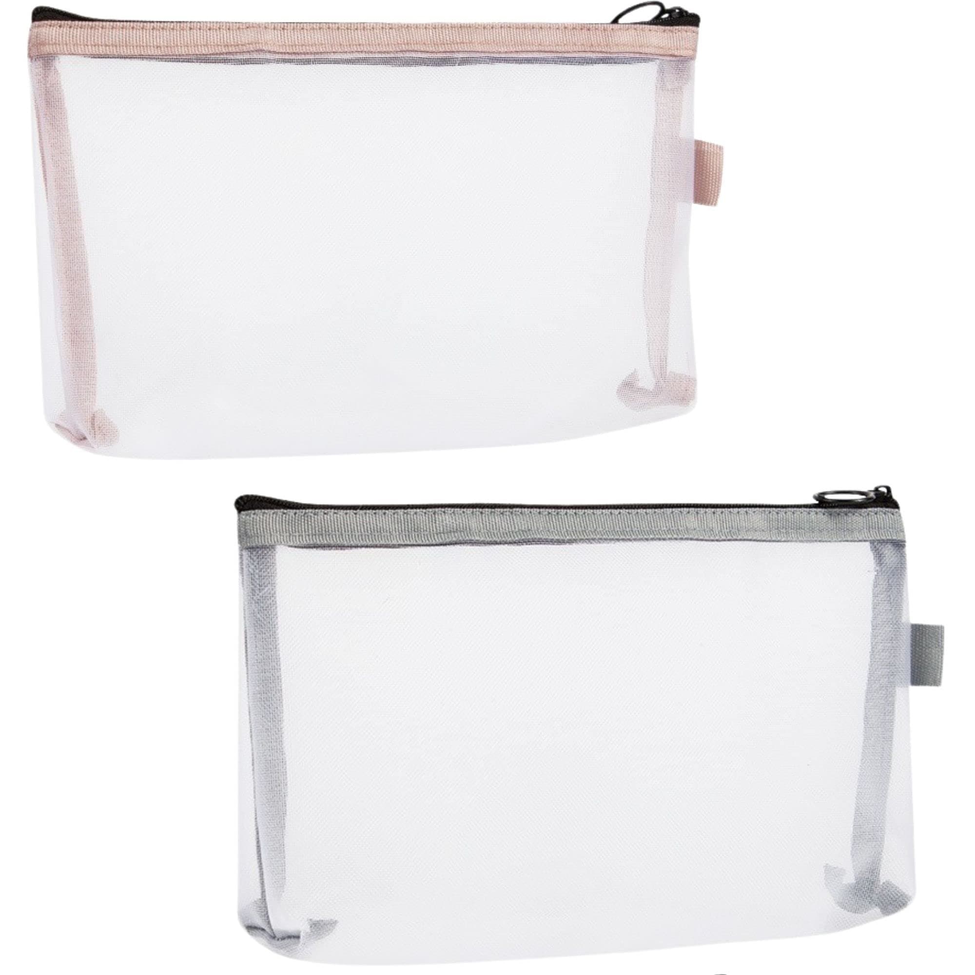 TAVBAGVSK 2PCS Mini Makeup Bags, Zipper Mesh Makeup Pouch, Portable Small Makeup Bags for Women, Travel Cosmetic Bag, C