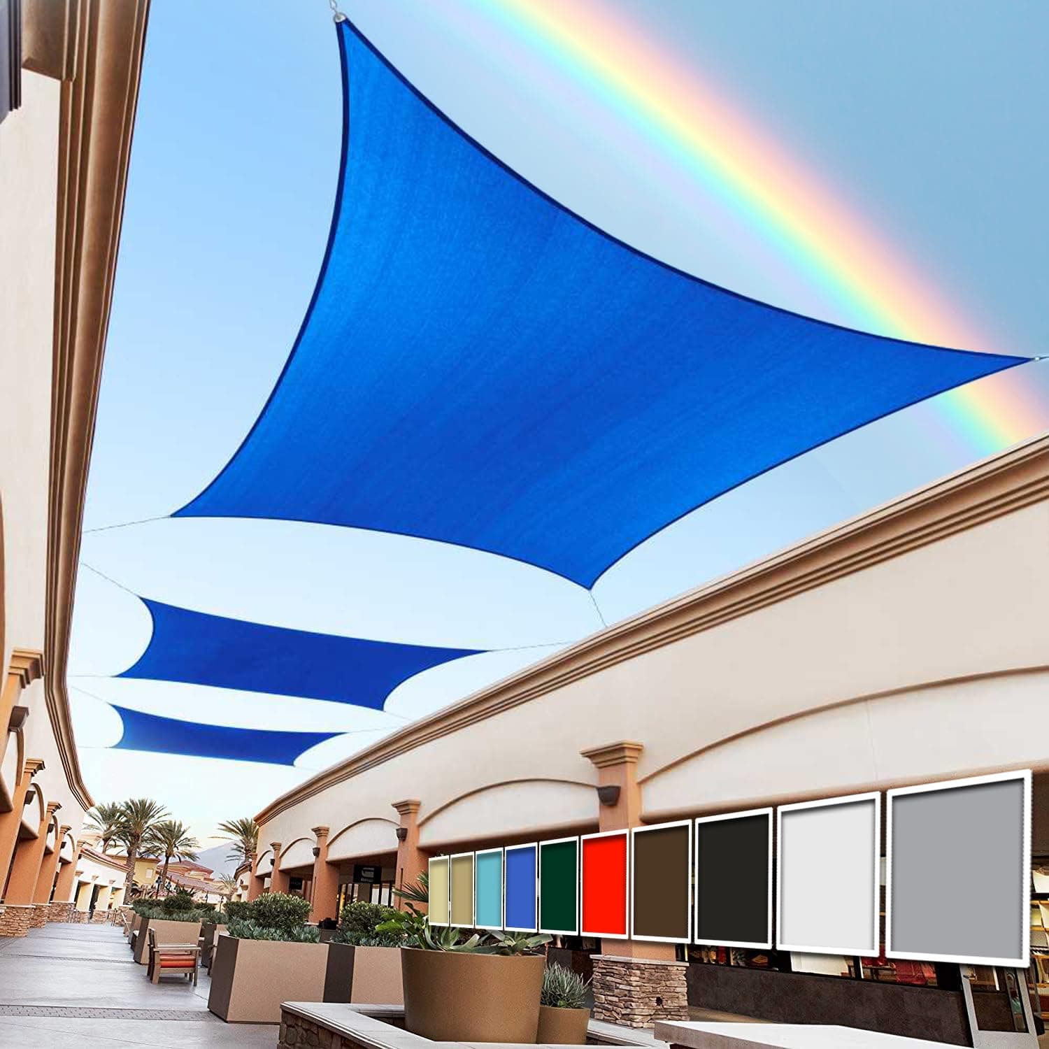 Royal Shade 10' x 15' Blue Rectangle Square Sun Shade Sail Order to Make RTAPS16 Canopy, UPF50+ 95% UV Blockage, 200GSM Commercial Standard Heavy Duty, 3 Years Warranty (We Make Custom Size)