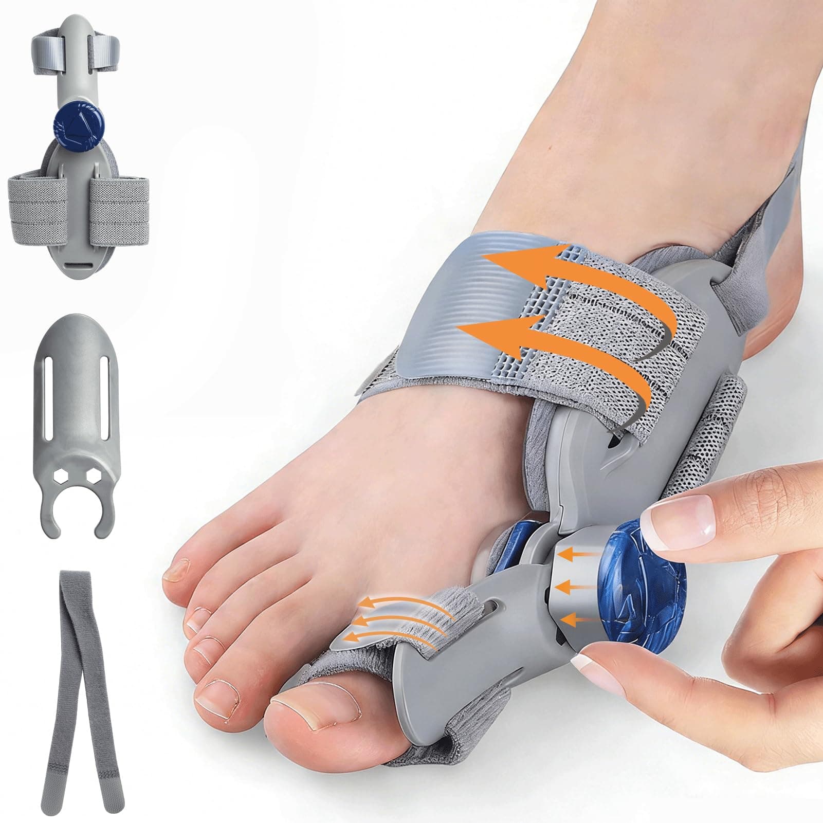 Gloserin Bunion Corrector for Women & Men, Orthopedic Bunions Correction,Adjustable Bunion Splint Suitable for Left/Right Feet Bunion Relief (Grey)