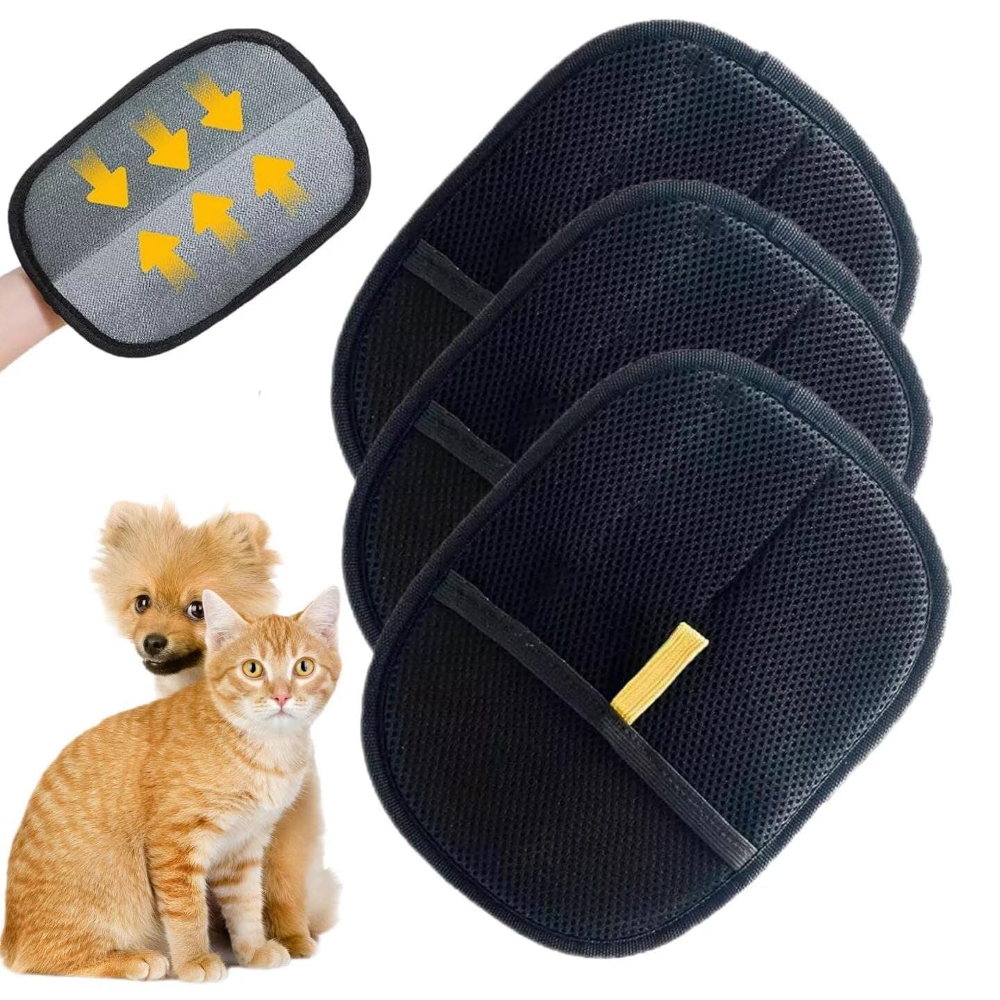 CleCoCenCir 3 PCS Pet Hair Removal Glove for Cats & Dogs, Electrostatic Grooming Gloves for Pet Hair, Reusable Double Sided Static Hair Remover for Couch, Furniture, Carpet & Car Seat