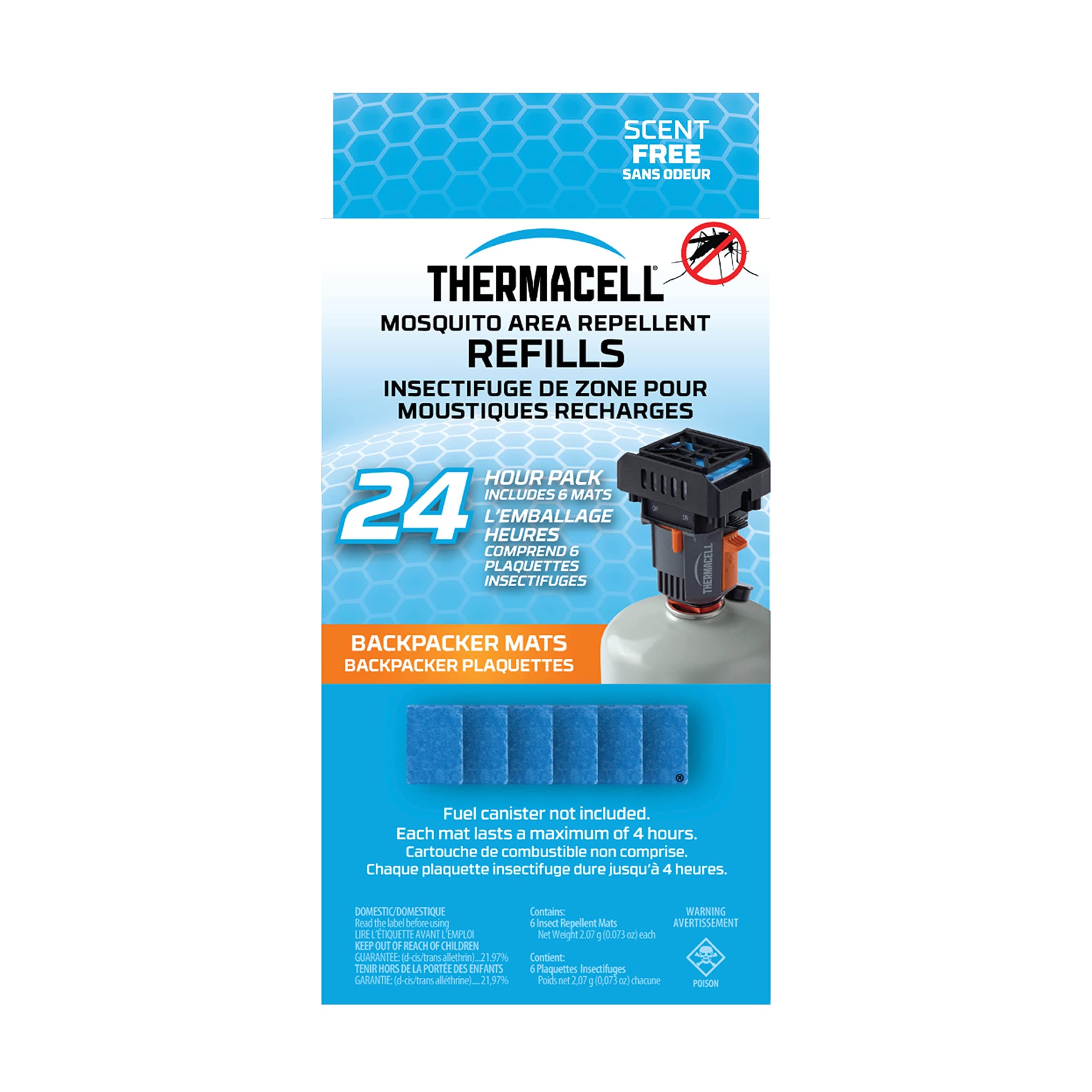 Thermacell Backpacker Mosquito Repellent Mat-Only Refills, 24-Hour Pack; Contains 6 Repellent Mats, Each Lasting 4 Hours; Use with Convenient and Easy to Use Backpacker Mosquito Repeller; DEET-Free, Green