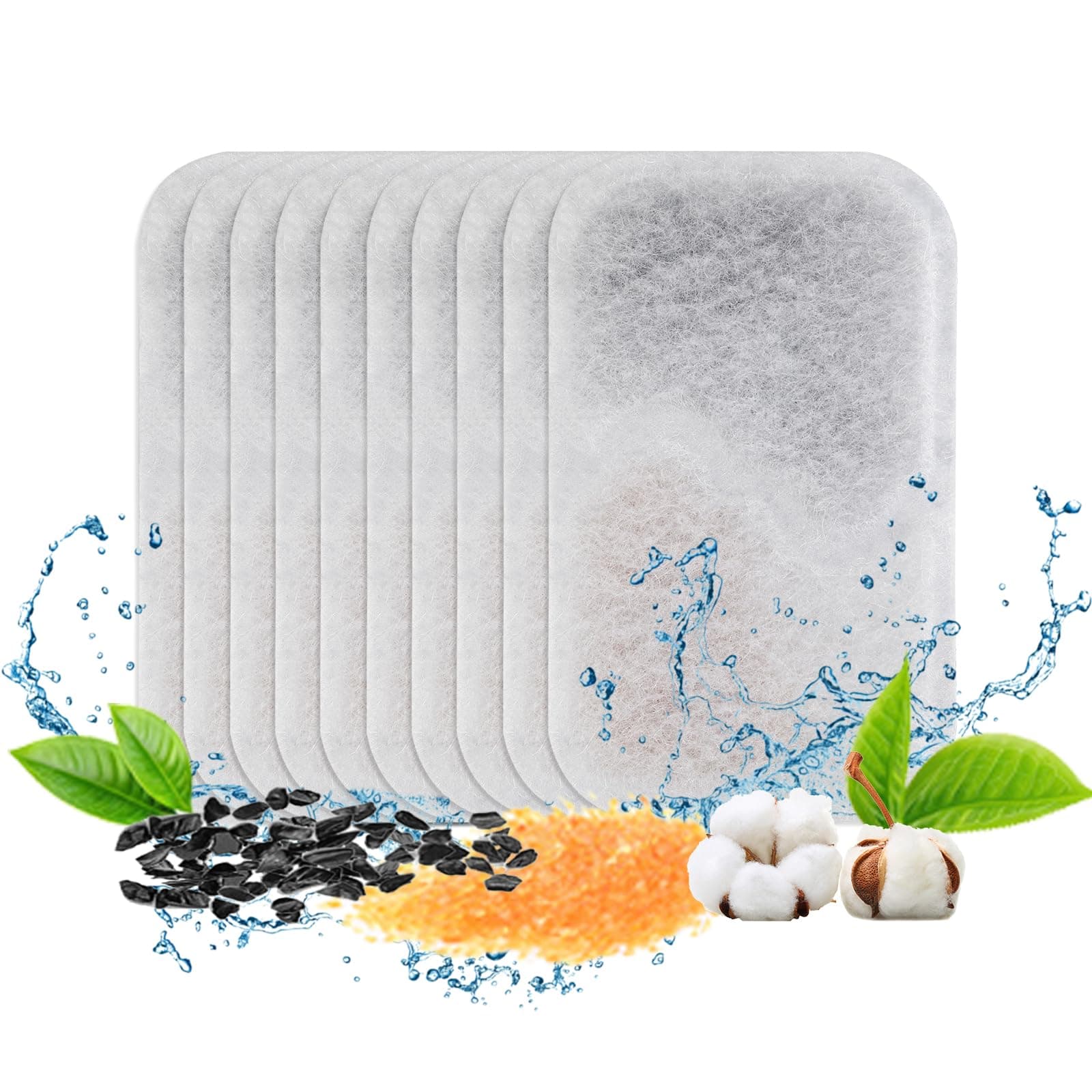 Petsdrog Cat Water Fountain 10 Pack Replacement Filters Sponges for 102oz Automatic Pet Fountain Cat Water Fountain Dog Water Dispenser
