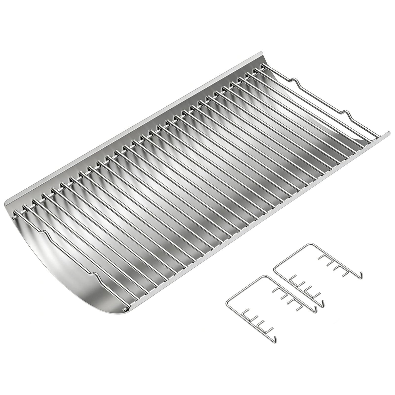 LS'BABQ Stainless Steel 27 Inch Charcoal Ash Pan Replacement for Chargriller Charcoal 1224 1324 2121 2222 2727 2828 2929, Charbroil 17302056 Grills, Charcoal Tray Grates with 2pcs Fire Grate Hangers