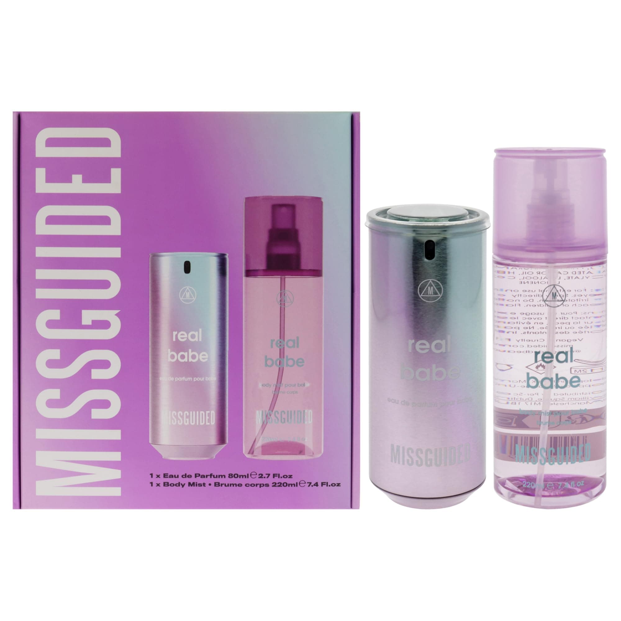 Missguided Real Babe 2.7oz EDP Spray, 7.4oz Body Mist Women 2 Pc Gift Set