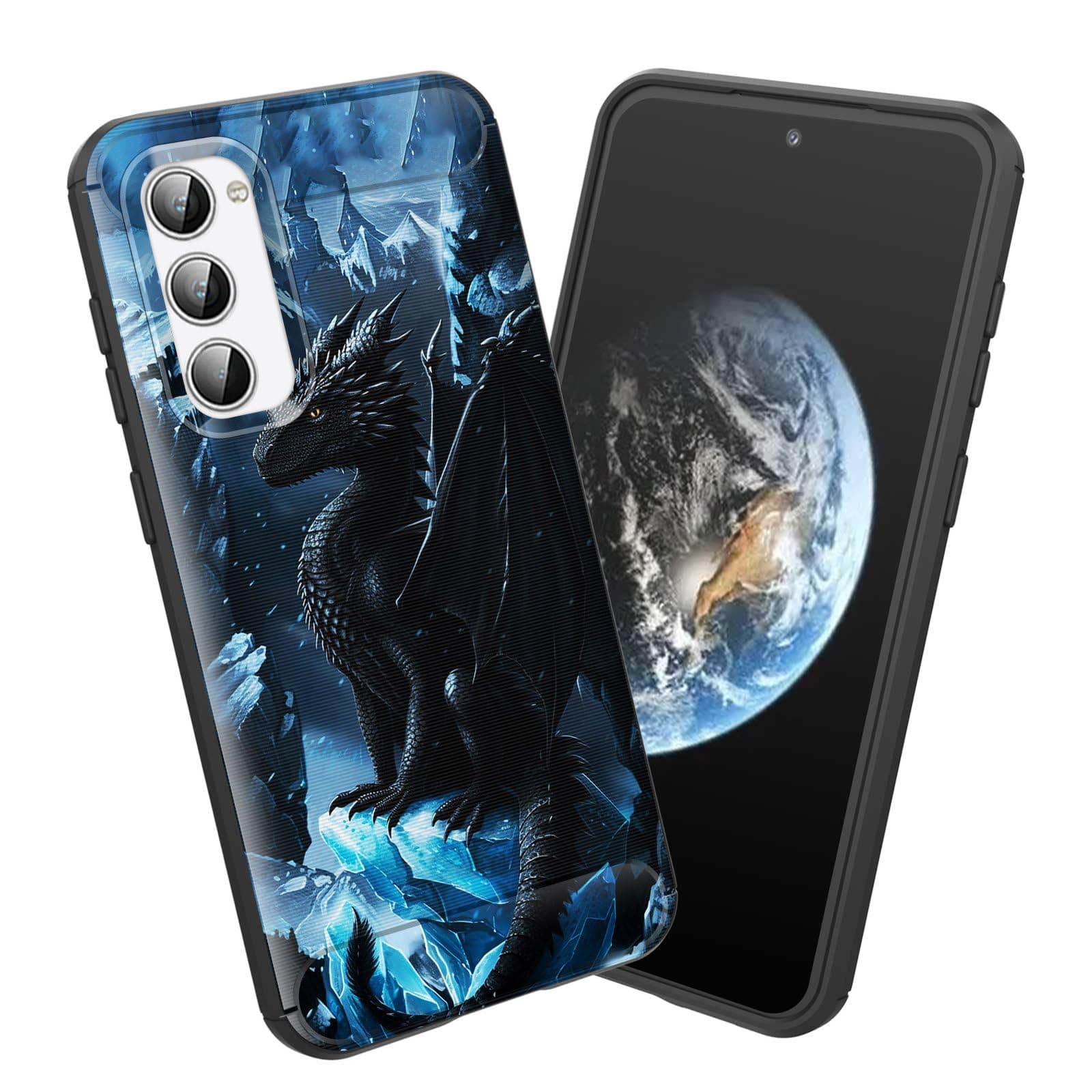 smauncucn for Galaxy A24 4G Case,Soft TPU Slim Fashion Anti-Fingerprint Non-Slip Protective Phone Case Cover for Samsung Galaxy A24 4G,Black Ice Dragon
