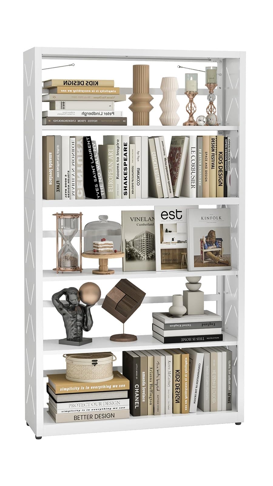METALOONG 5-Tier Tall Book Shelf, Metal Bookcase with Adjustable Shelves
