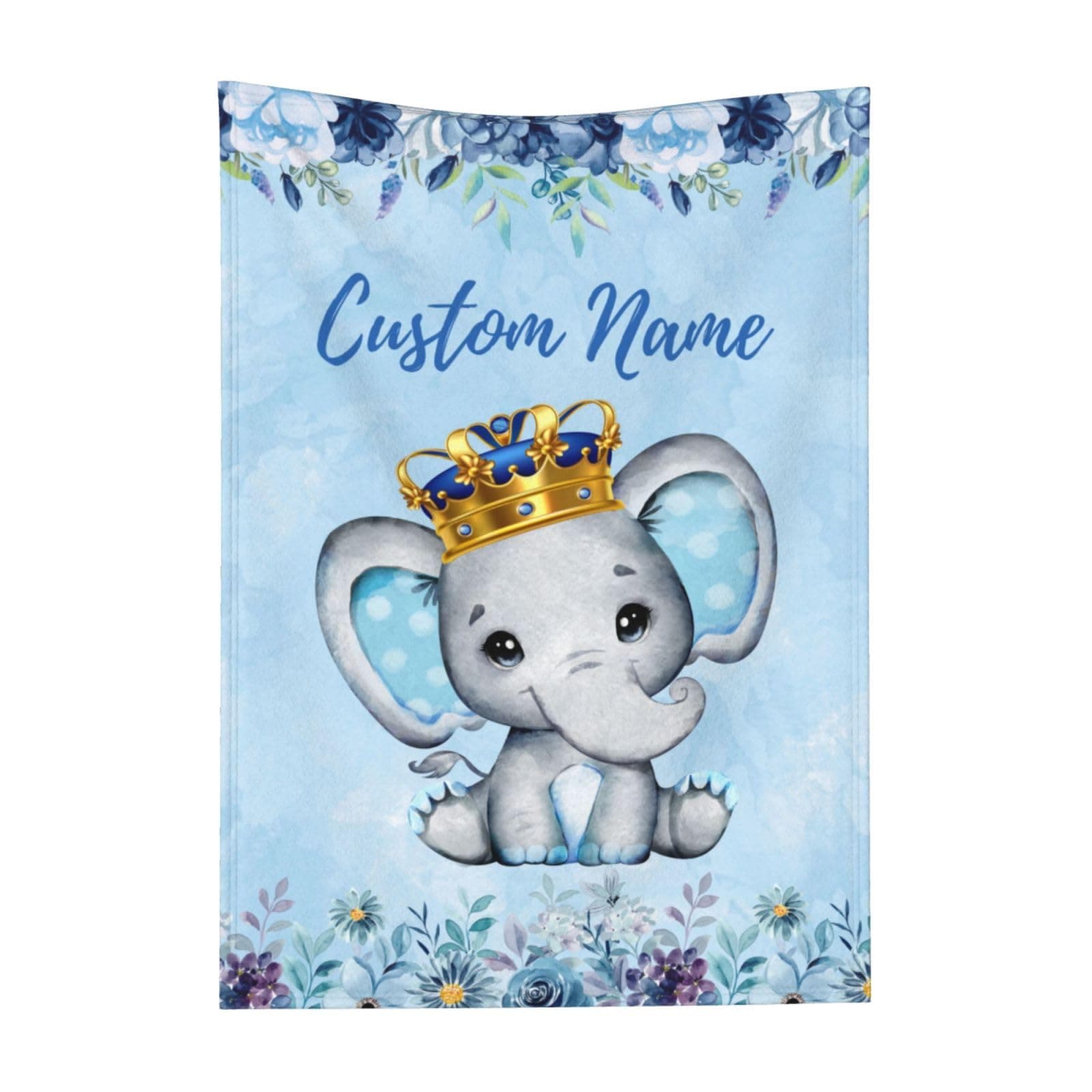Personalized Baby Blanket for Boys Girls Elephant Custom Baby Blanket with Name for Newborn Toddler Kids Unique Gifts for New Mom Baby Shower Birthday Christmas Soft Swaddle Receiving Blankets Nursery