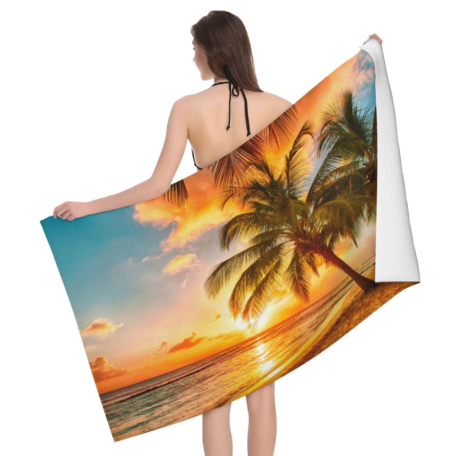 oacyit Beach Towel Sunlight Sea Beach Quick Dry Oversized Lightweight Thin Bath Towel 32"x52",Men's and Women's Travel Swimming Pool Yoga Gym Sand-Proof and Absorbent Towel