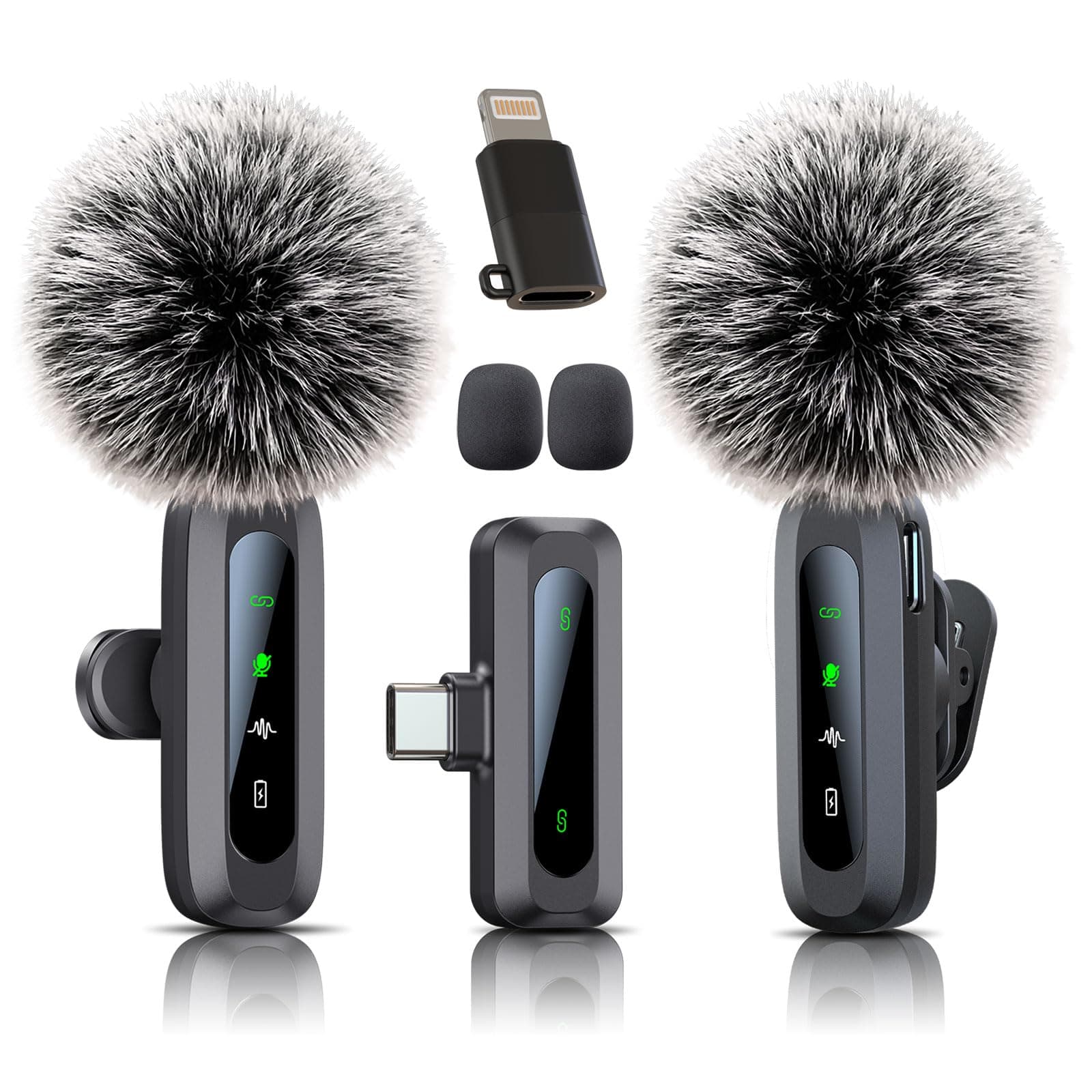 Uewpv Wireless Mini Microphone for iPhone 15/16/17, iPad, Android, Wireless Lavalier Microphone with Noise Reduction, Portable USB C Lapel Mic for Video Recording, Vlog, Tiktok, YouTube