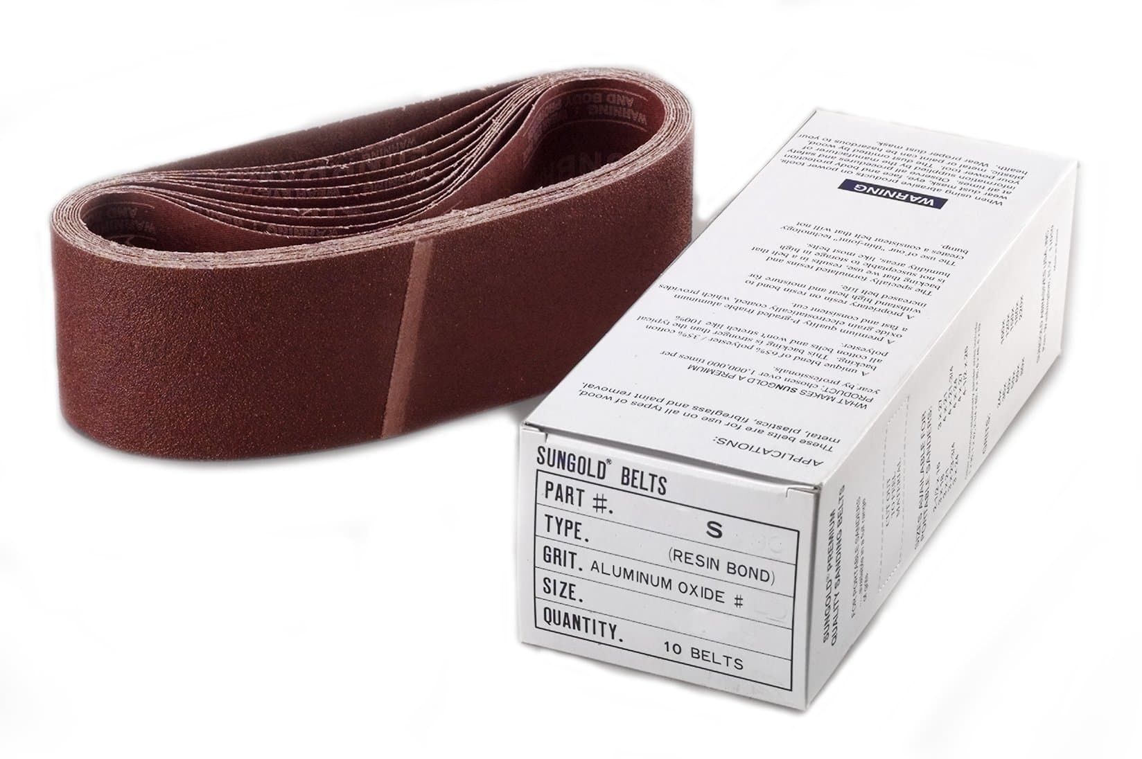 Sungold Abrasives 3X21S50 64564 3" By 21" 50 Grit Portable Belts Premium Industrial X -Weight Aluminum Oxide, 10 Belts/Box