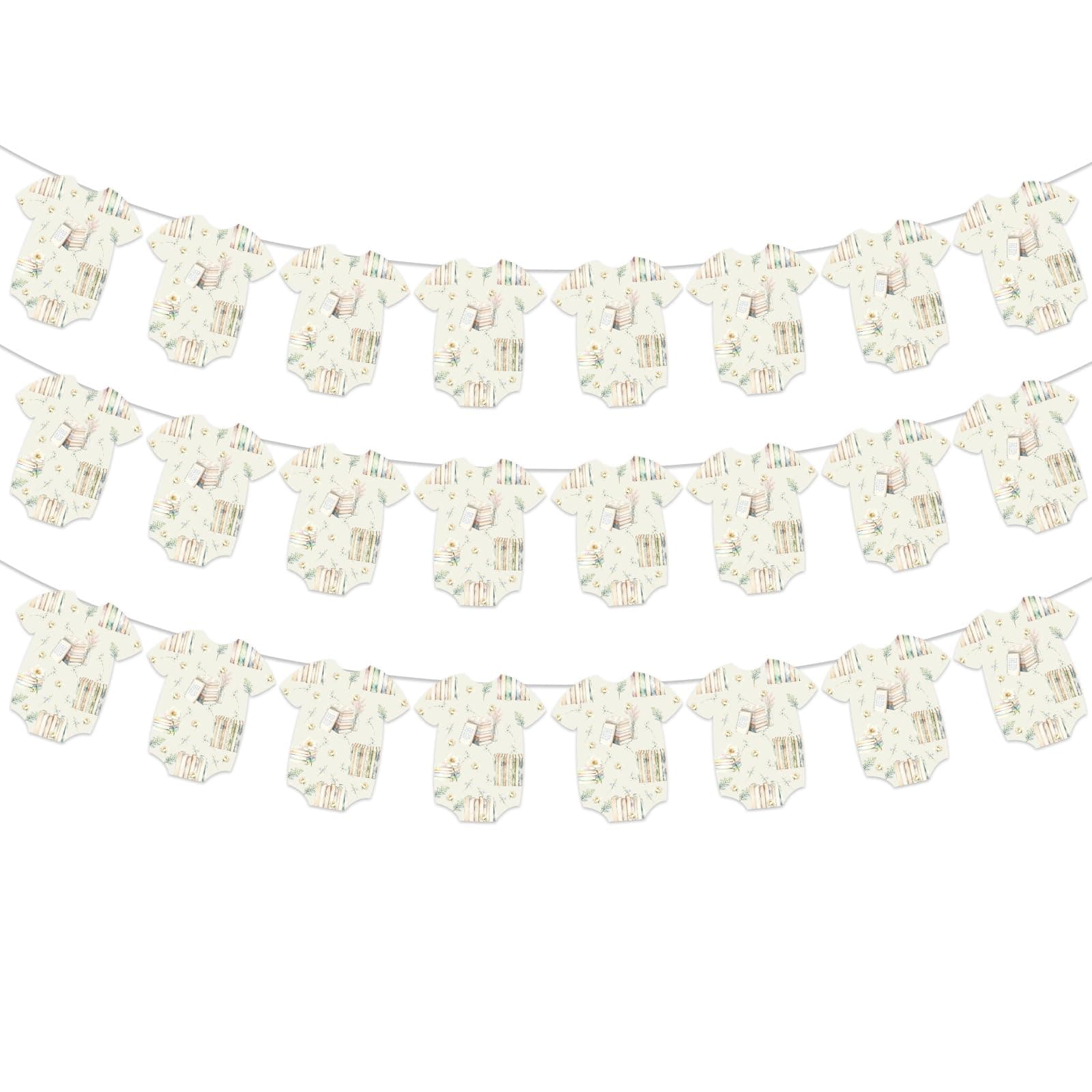 A New Chapter Begins Book Club Theme Blush Paper Garland Set - 3Pcs Storybook Baby Shower Decor, Girl First Edition Littlest Bookworm Party Supplies