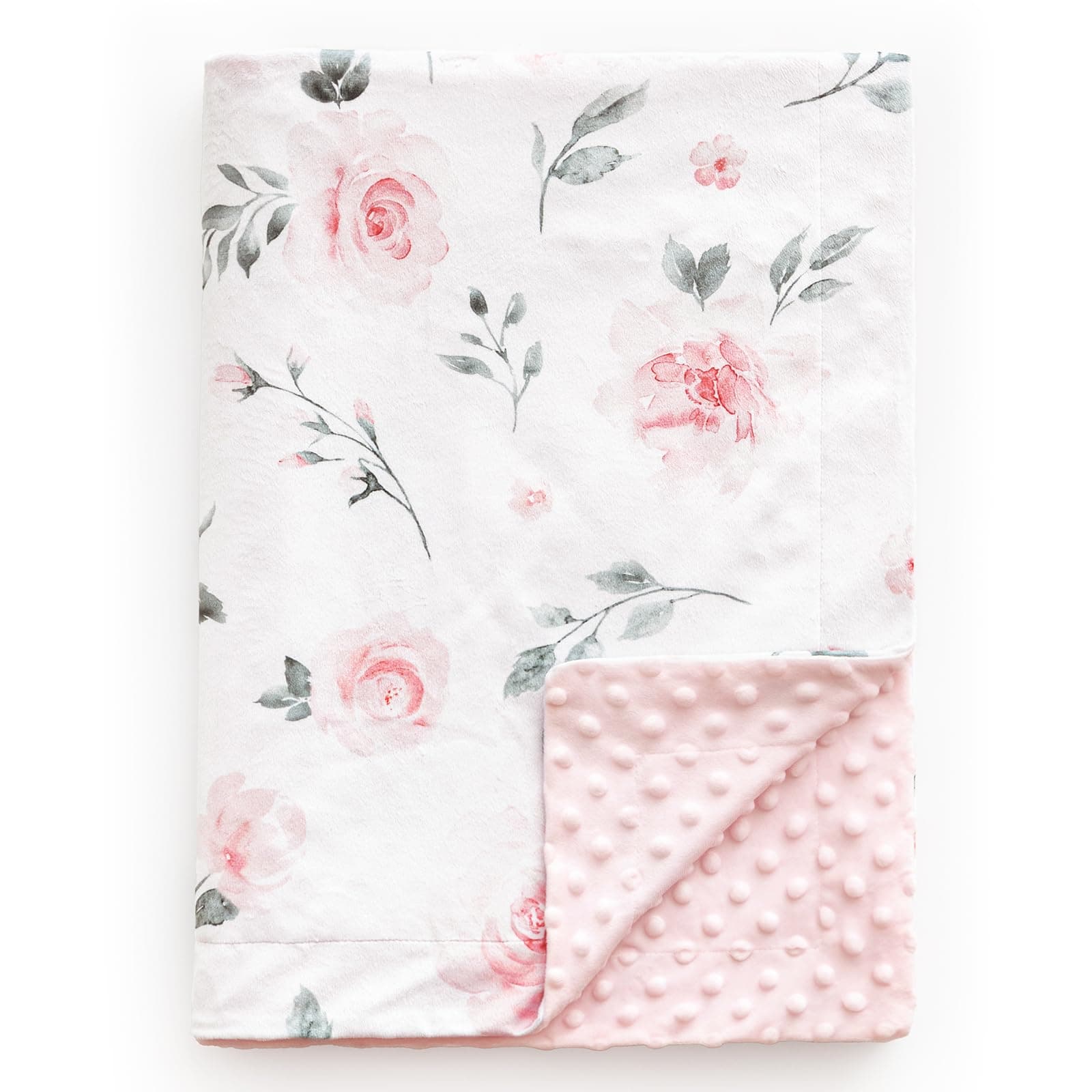david's kids Micro Fleece Minky Baby Blanket for Girls with Double Layer and Soothing Raised Dots, Breathable and Soft Lightweight Receiving Blanket for Newborns, 40x50 Inches, Floral Flowers