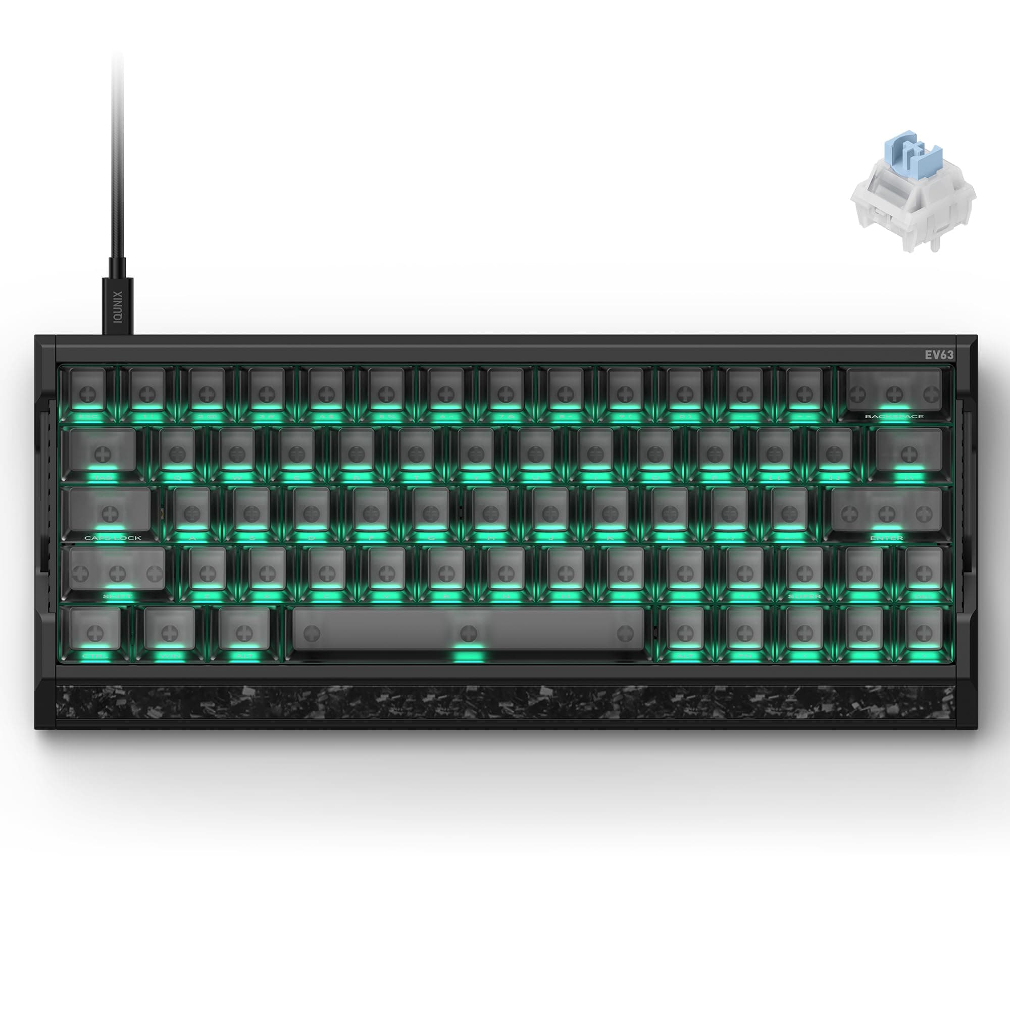 IQUNIX EV63 Hall Effect Gaming Keyboard 60% | Magnetic X Ultra Switch, 0.01mm Rapid Trigger, 0.125ms Latency, 8kHz Polling, Adjustable Actuation, Aluminum with Forged Carbon for FPS(Dark Knight)