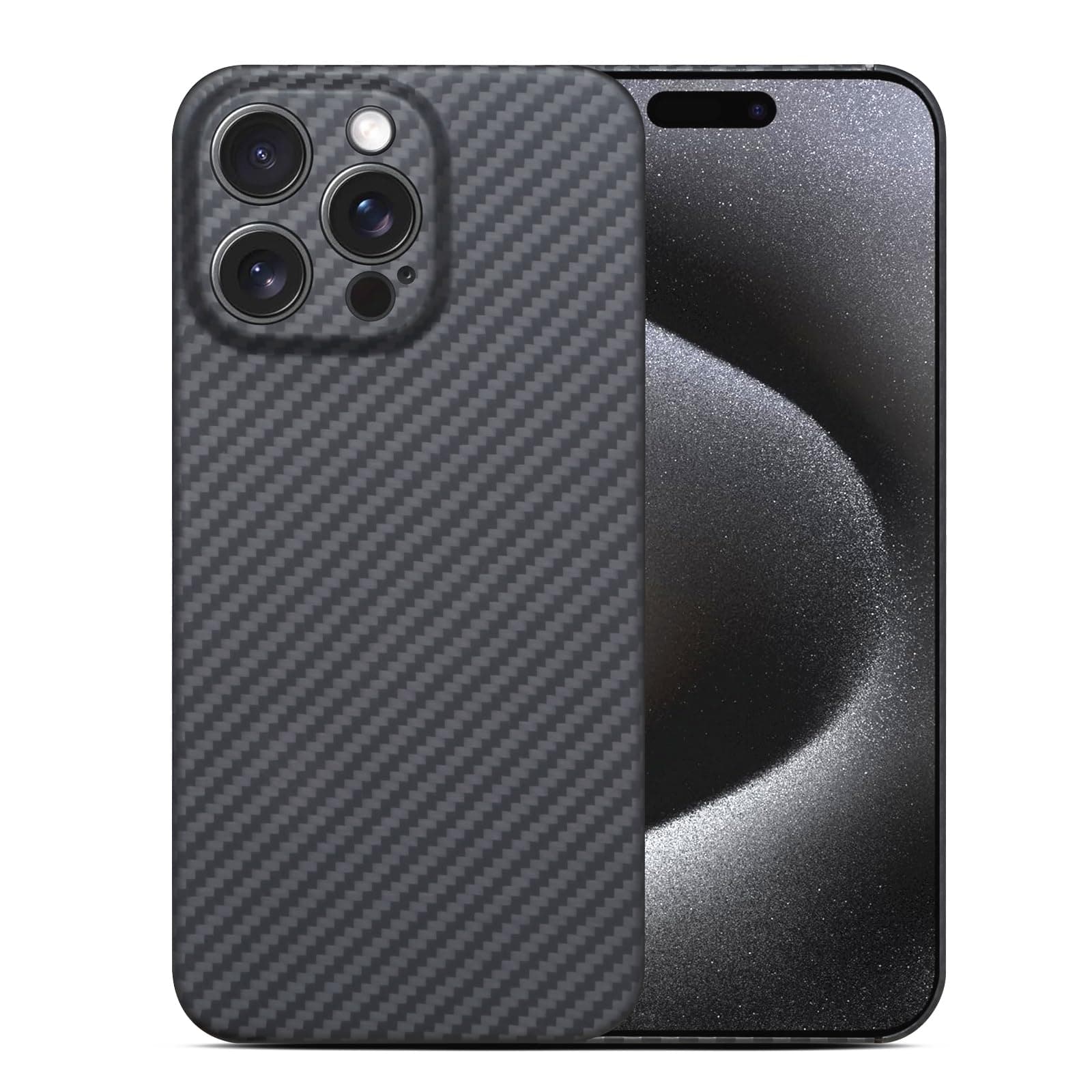 Ultra-thin Aramid Carbon Fiber Case for Apple iPhone 16 pro max, Full Camera Protection Black