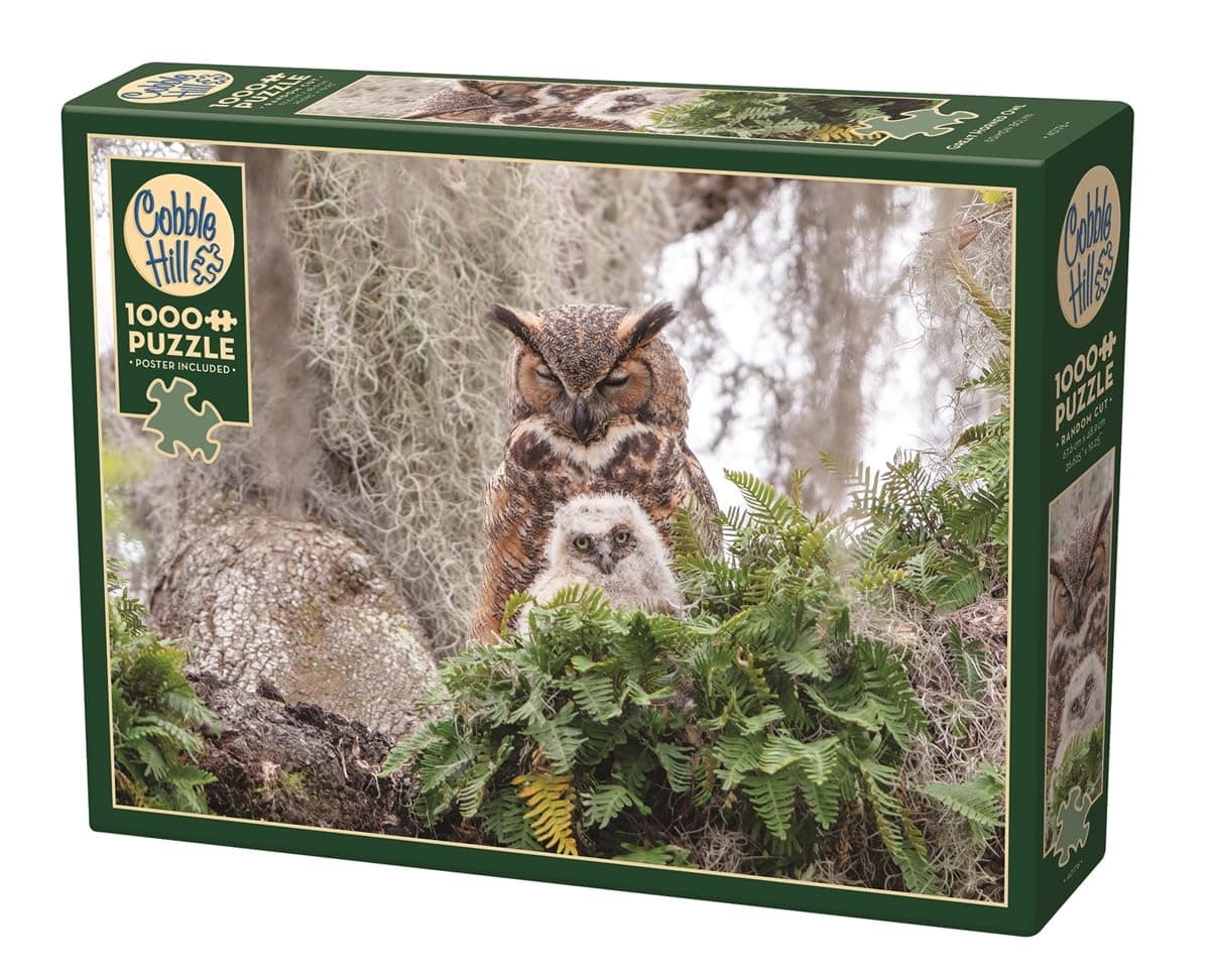 Cobble Hill 1000 Piece Puzzle - Great Horned Owl - Sample Poster Included