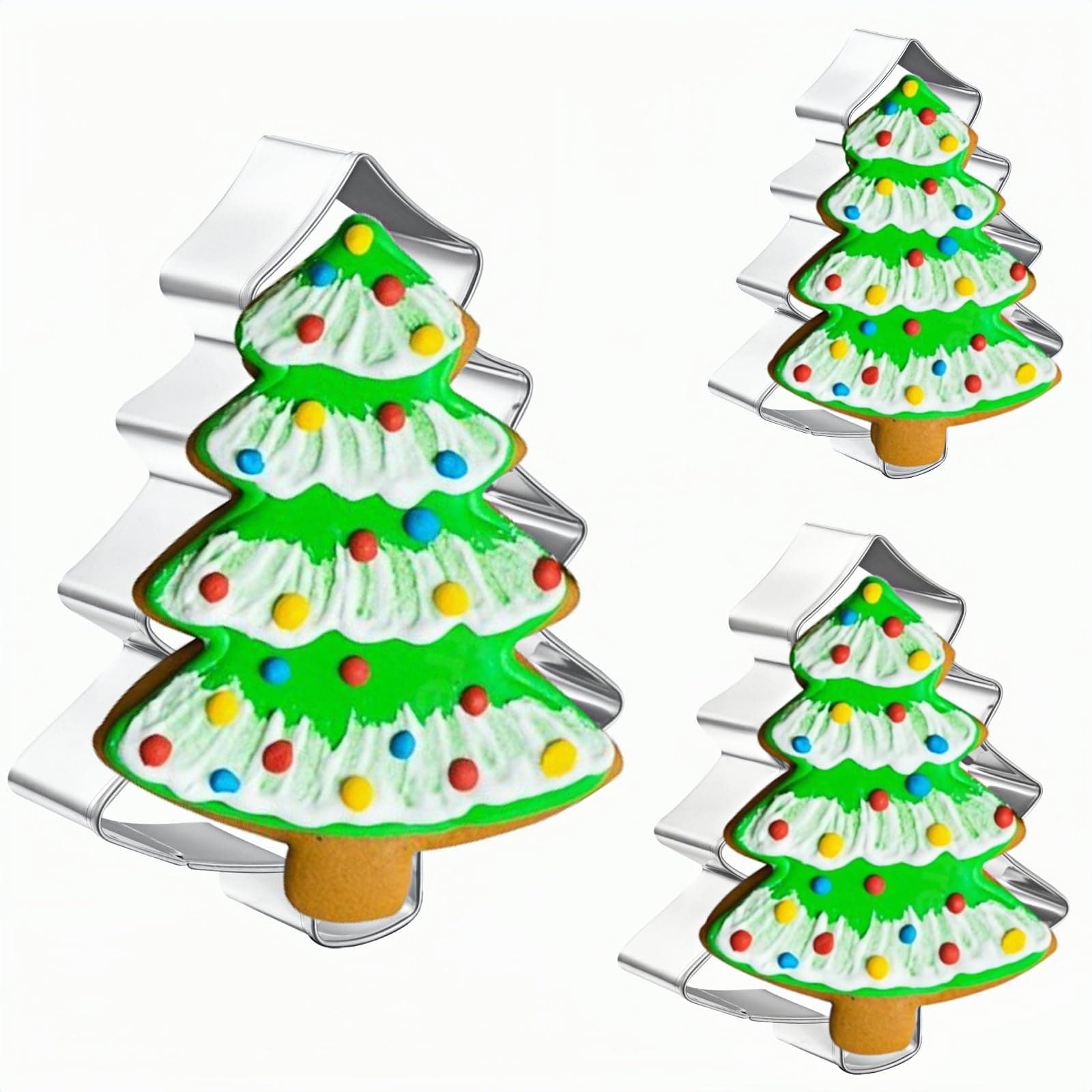 Cookie Cutters 3 PCS, Christmas Cookie Cutters by JOB JOL, Christmas Tree, 3'' to 5''