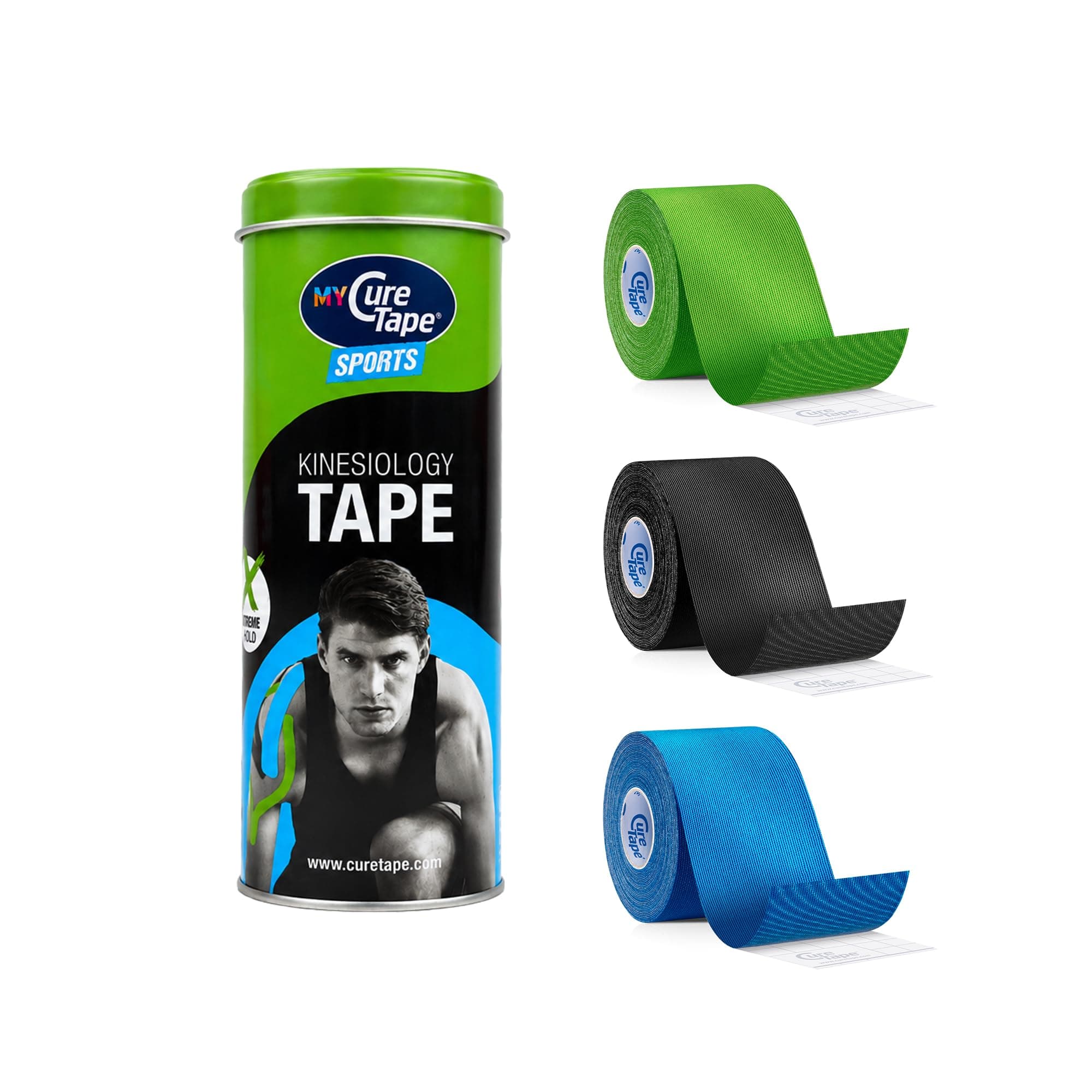 CureTape Waterproof Kinesiology Tape 3 Rolls (2"x8ft) | Latex-Free Medical Kinesiology Tape | Kinesio tape for Sports & Fitness | Kinesiology recovery tape for Extreme Sports Conditions