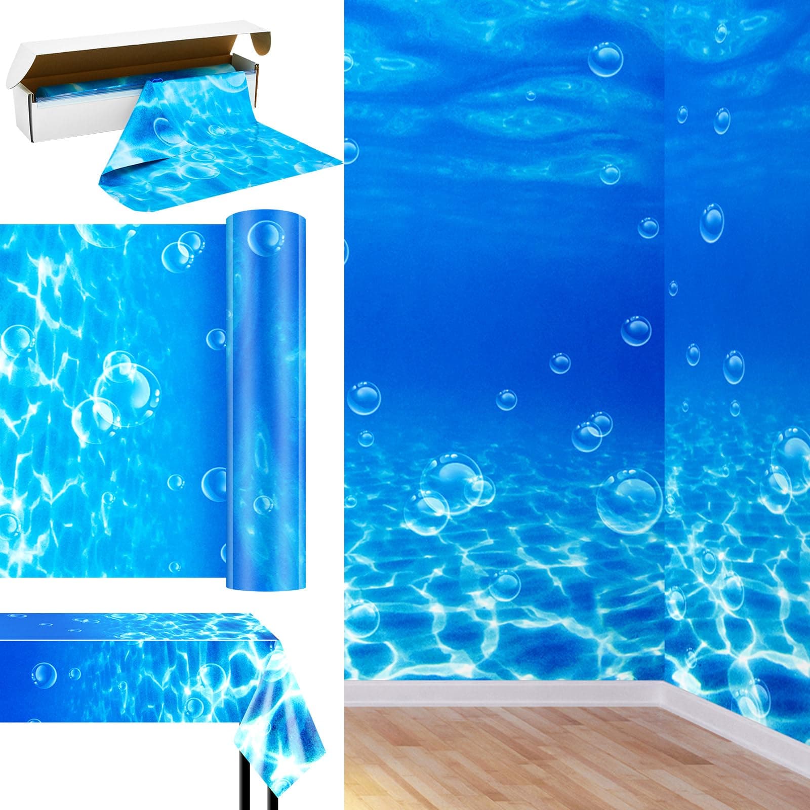 Mepase 1 Roll 1200 Inch x 54 Inch Under the Sea Ocean Tablecloth