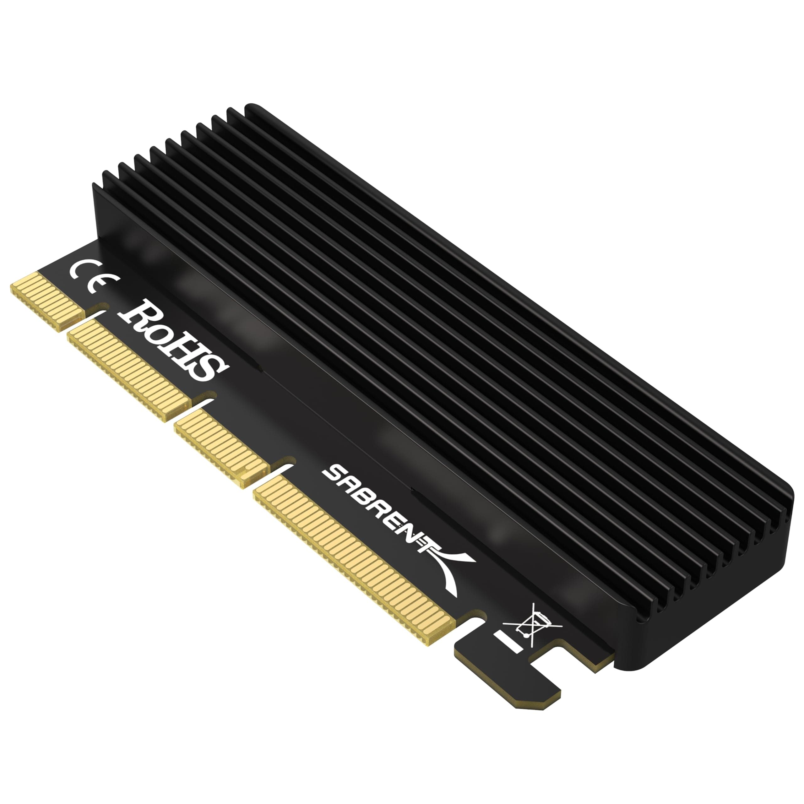 SABRENT M.2 SSD NVMe to PCIe Adapter with Aluminum Heatsink and Thermal Pad, for SSDs up to 16TB, M.2 NVMe to PCI-E Converter 3.0 X4 X8 X16 Card (EC-PCIE)