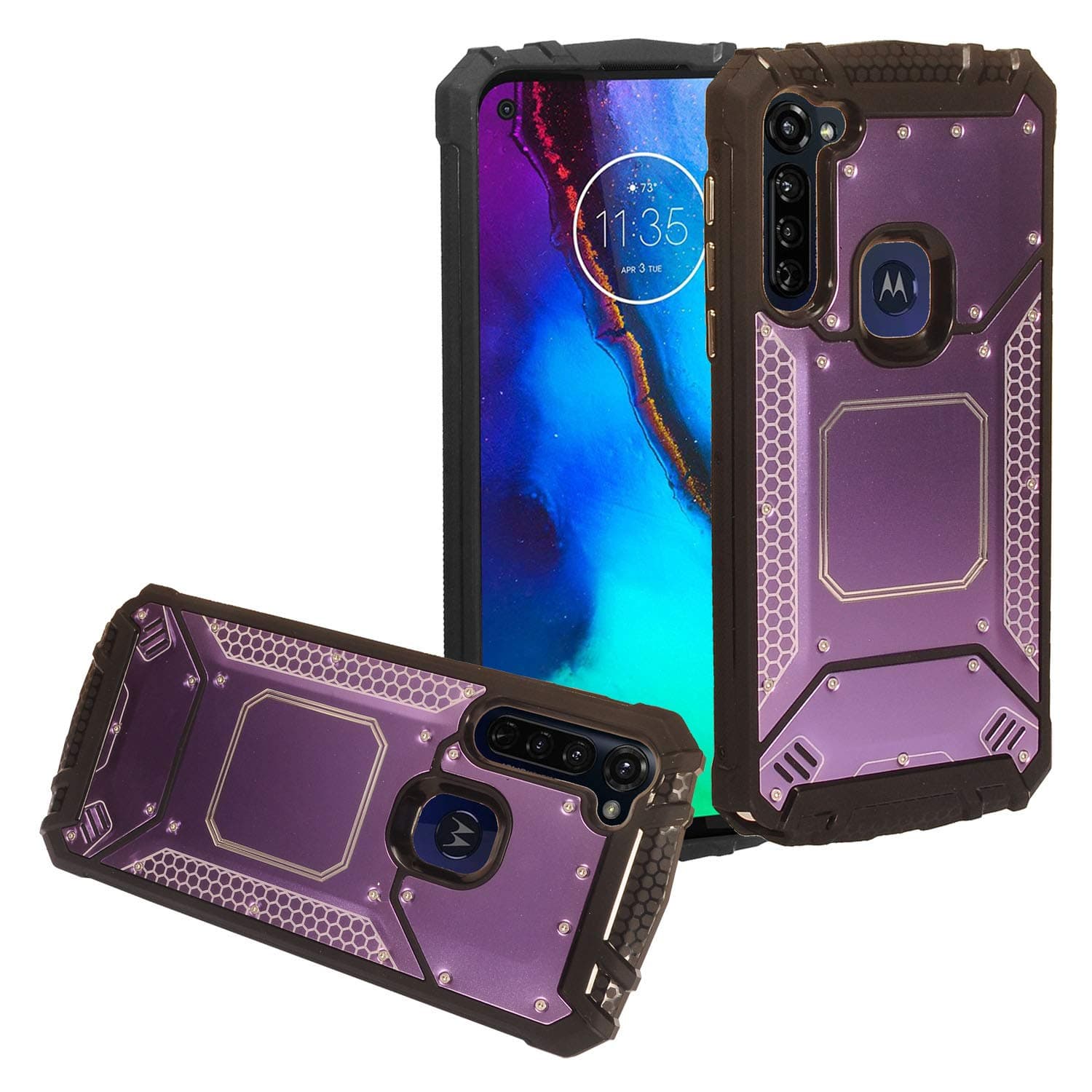 CELZEN - for Motorola Moto G Stylus XT2043, Moto G Power XT2041 (2020 Version) - Aluminum Metal Hybrid Phone Case - ZY1 Purple