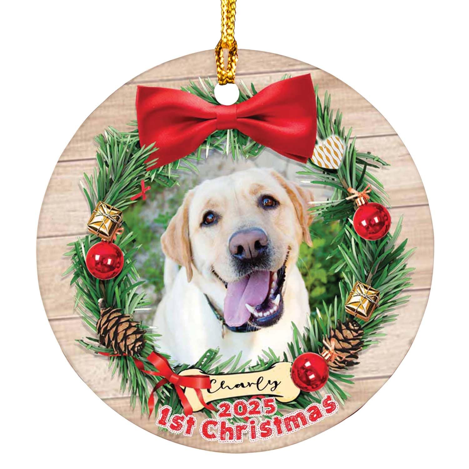 Customized Dog Ornament Christmas, Personalized Dog Photo Ceramic Ornament Decor for Xmas Gift