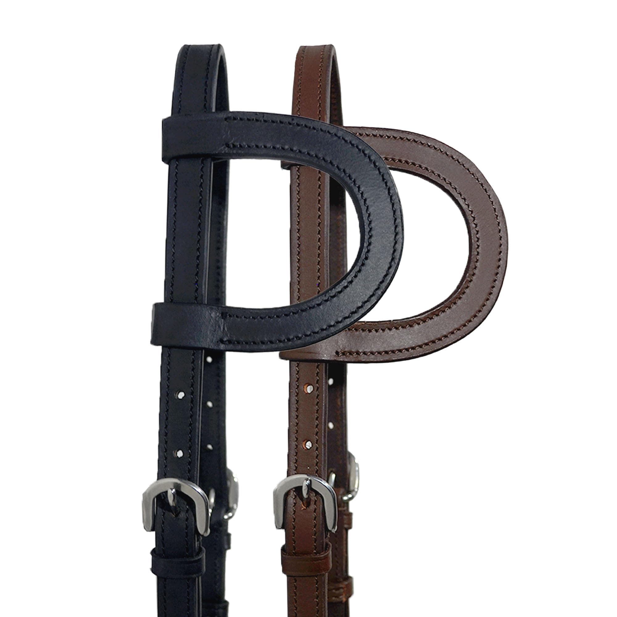 SIE EQUESTRIAN Leather Horse Headstall, 5/8 Inch, Black/Brown, Adjustable (Brown, Full)