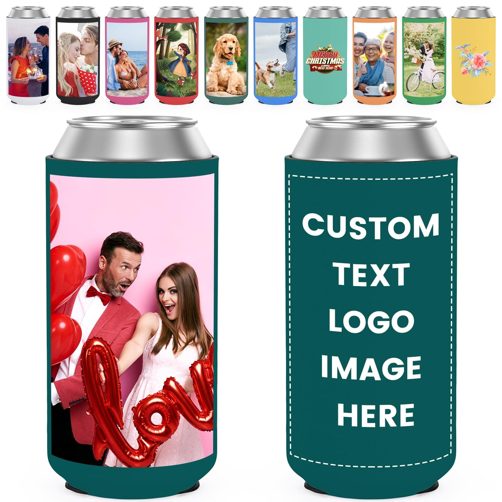 Wyleaves Premium Custom Can Cooler Bulk - Multi-Color Personalized Can Sleeve Beverage Bottle Holder with Logo Image Text
