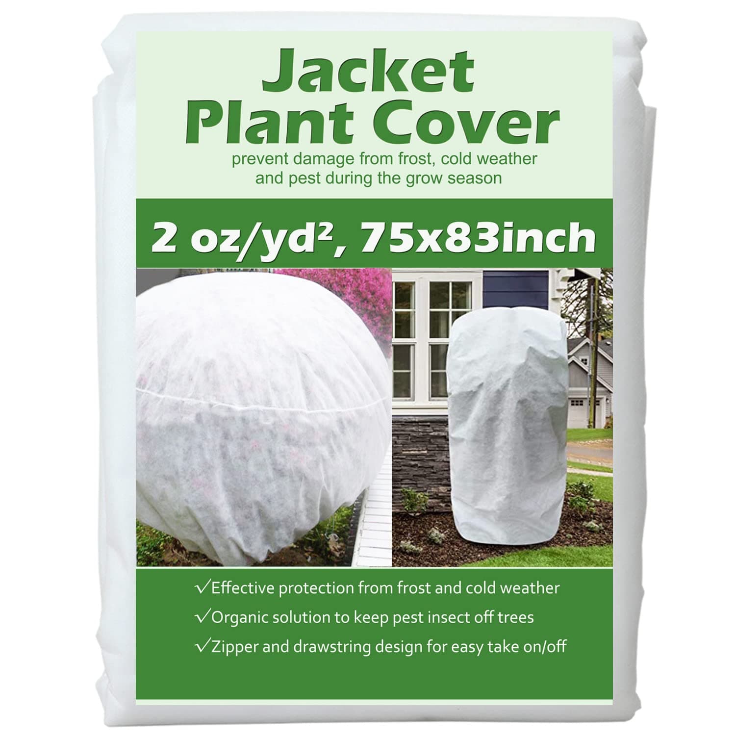 Valibe Plant Covers Freeze Protection Shrub Jacket 2.0oz/yd² Plant Covers for Trees 75"x83" Tree Plant Cover for Winter Frost Protection Pest Protection