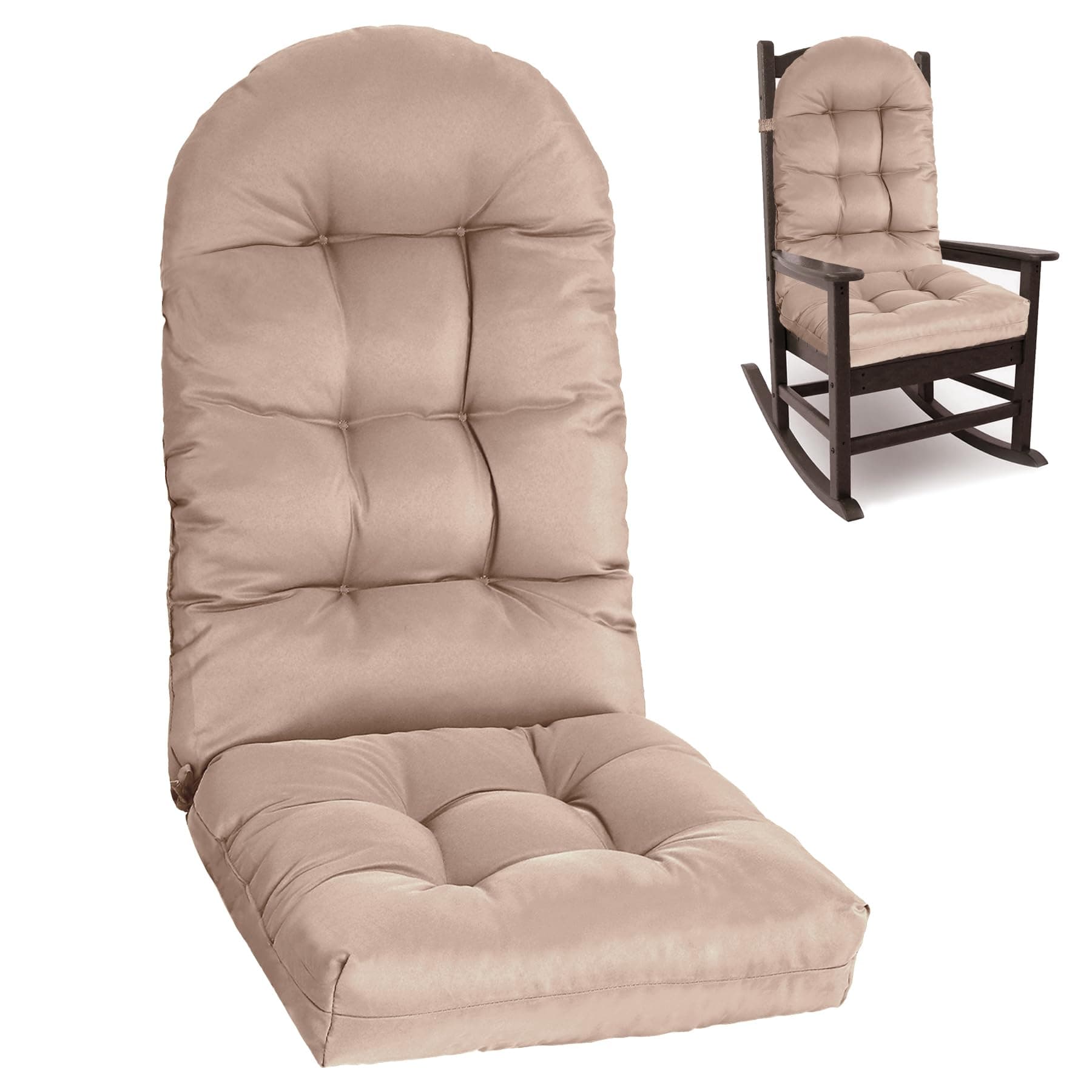 Yddsky Waterproof Indoor/Outdoor Patio Chair Cushion High Back Chair Cushion with 2 String Ties Comfy Chair Cushion Pad with Ties for Outdoor Indoor Home Office 43.4 X 19.6 X 3.9 in Khaki