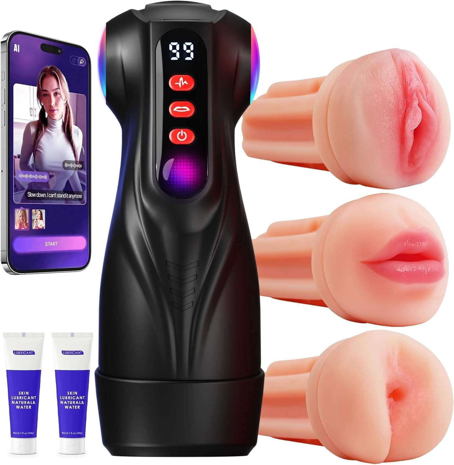 Govosaa Male Masturbator Sex Toys for Men, AI Sync 3 Sleeves Pocket Pussy